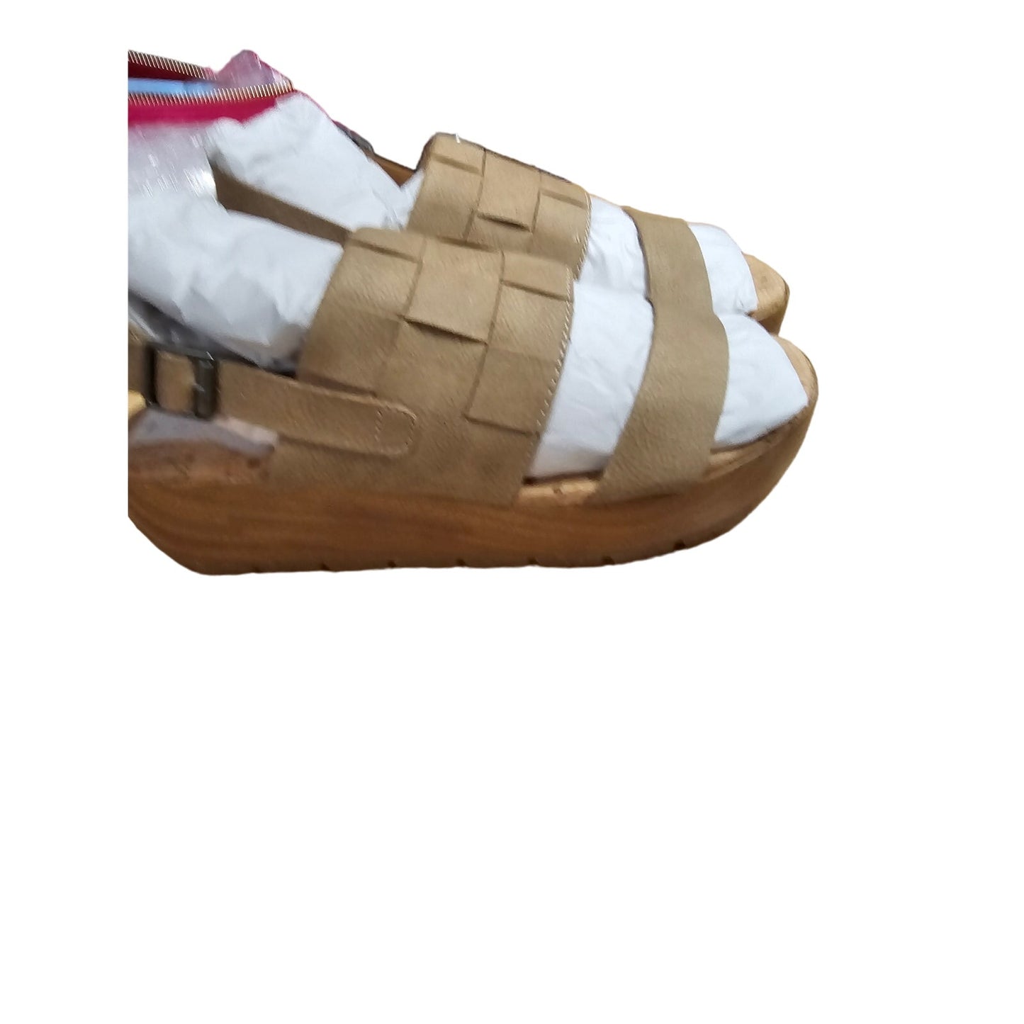 NWOB Korks Fraya natural Leather Comfort Wedge Sandals Ladies size 8