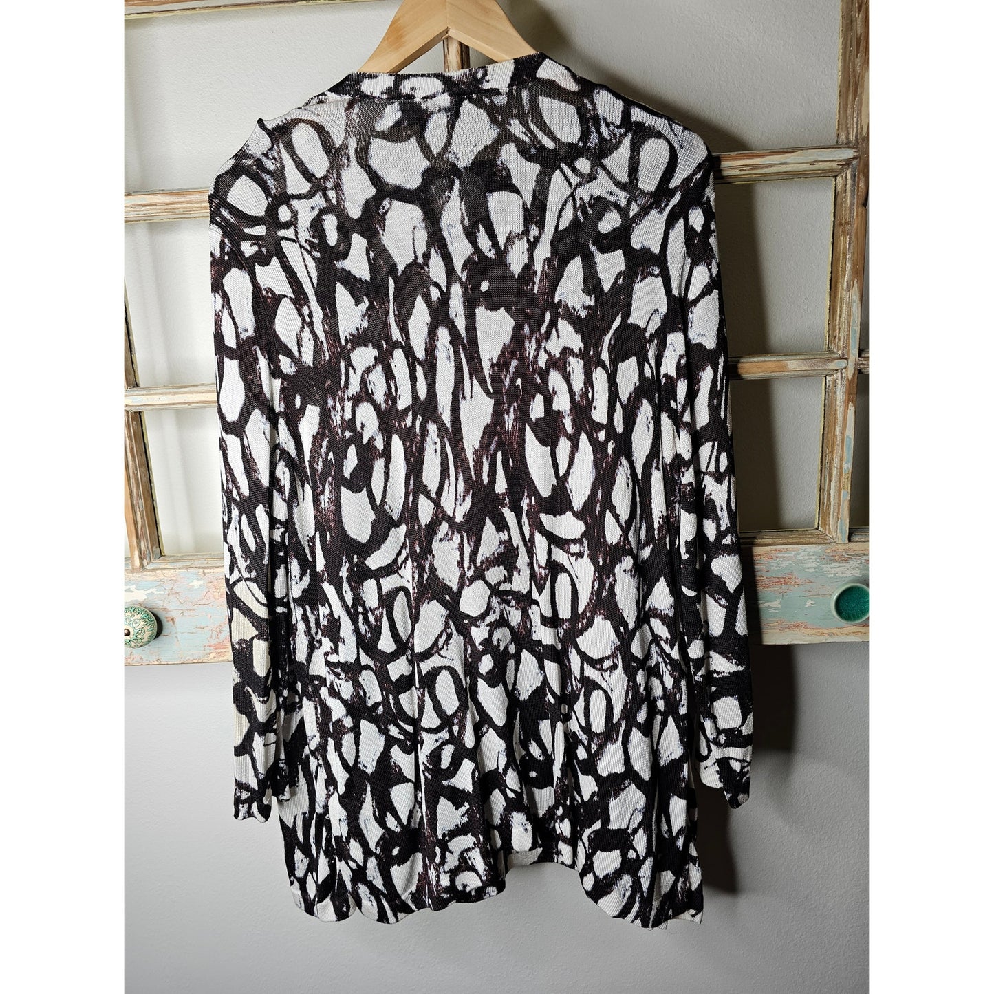 Two Piece Jones NY Brown/White Short Sleeve & Cardigan Size 3X
