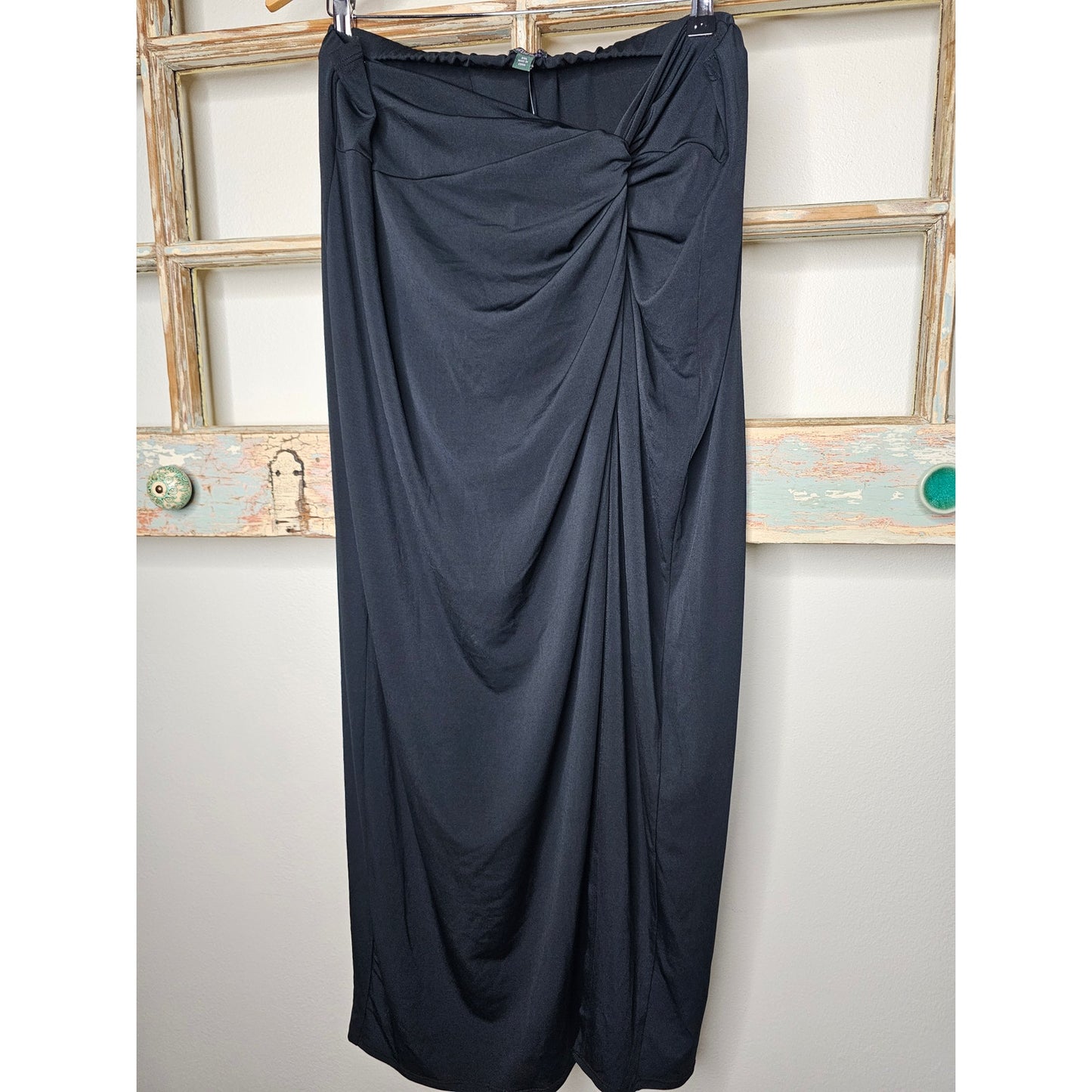 NWOT Black Knot Tied Maxi Skirt With Open Slit on Side Wild Fable Size XXL