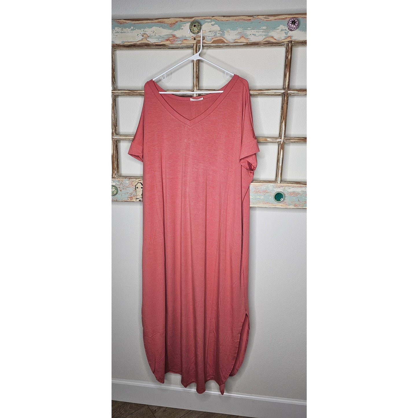 NWT Zenana Maxi Dress/ Kaftan rounded Split hem with pockets size 1X 14/16