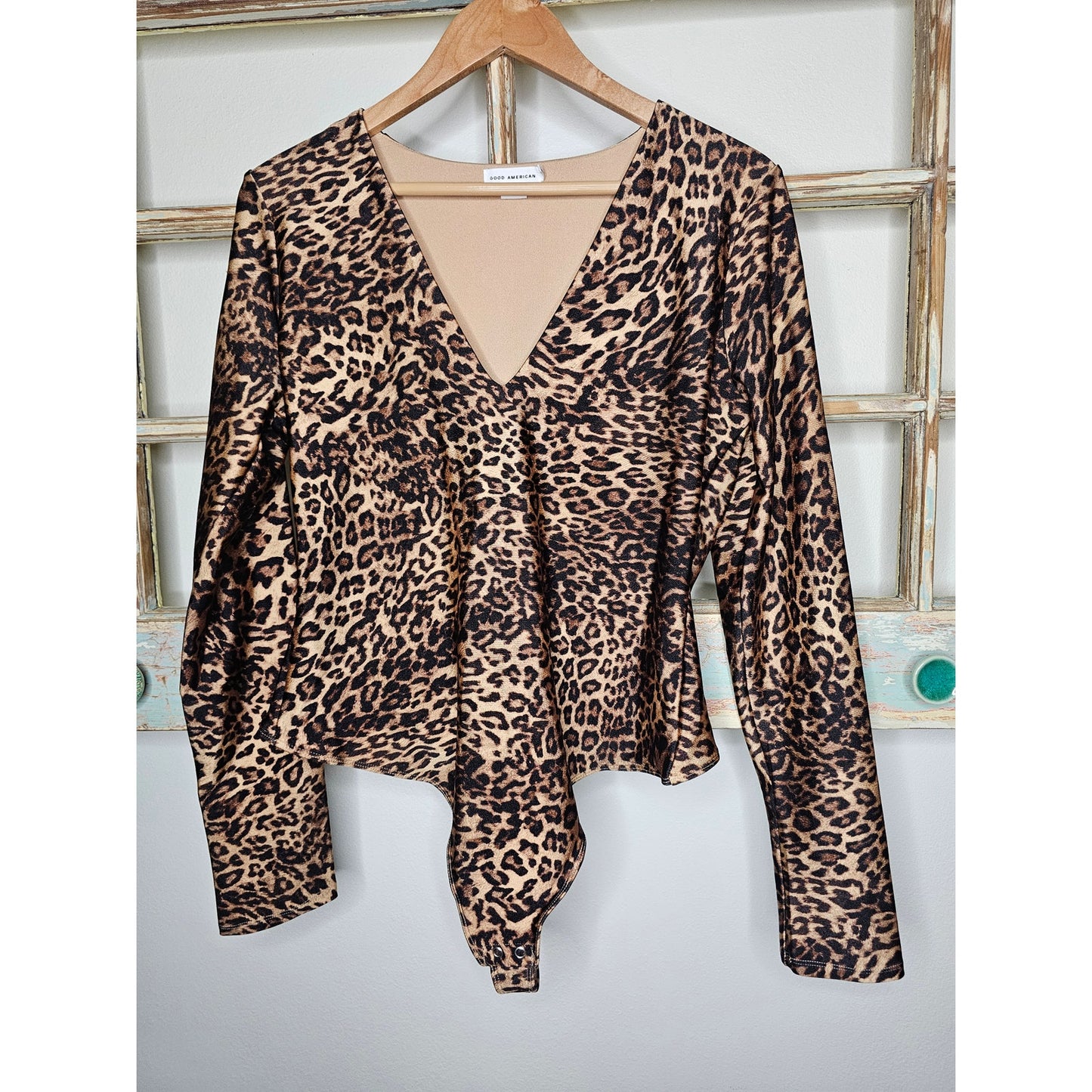 Good American Compression Thong Bodysuit Leopard Cheetah Size 2X
