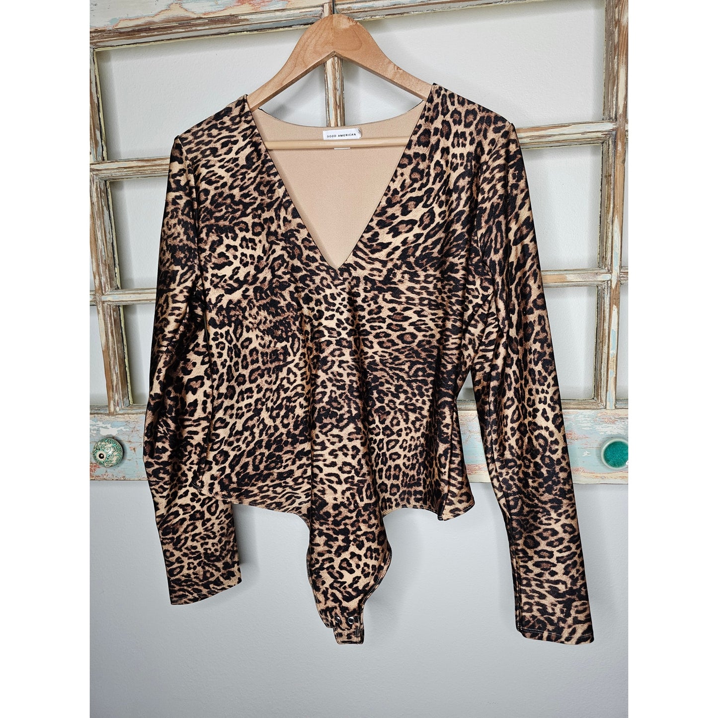 Good American Compression Thong Bodysuit Leopard Cheetah Size 2X