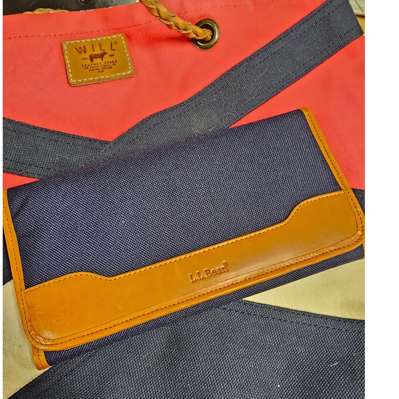 LL Bean Canvas/ leather Travel Passport ID Organizer for man or woman