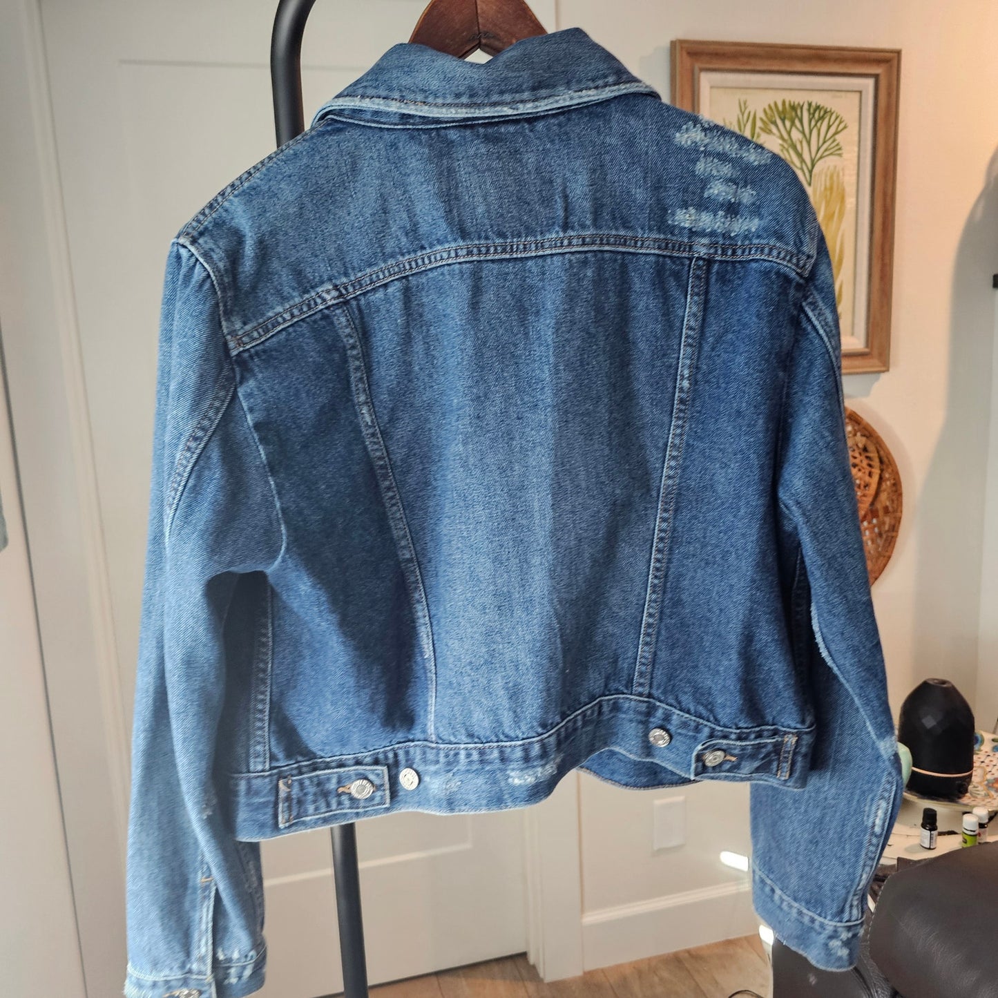 Levi Strauss & Co. Denim Jean Distressed Trucker Jacket Ladies Size XL