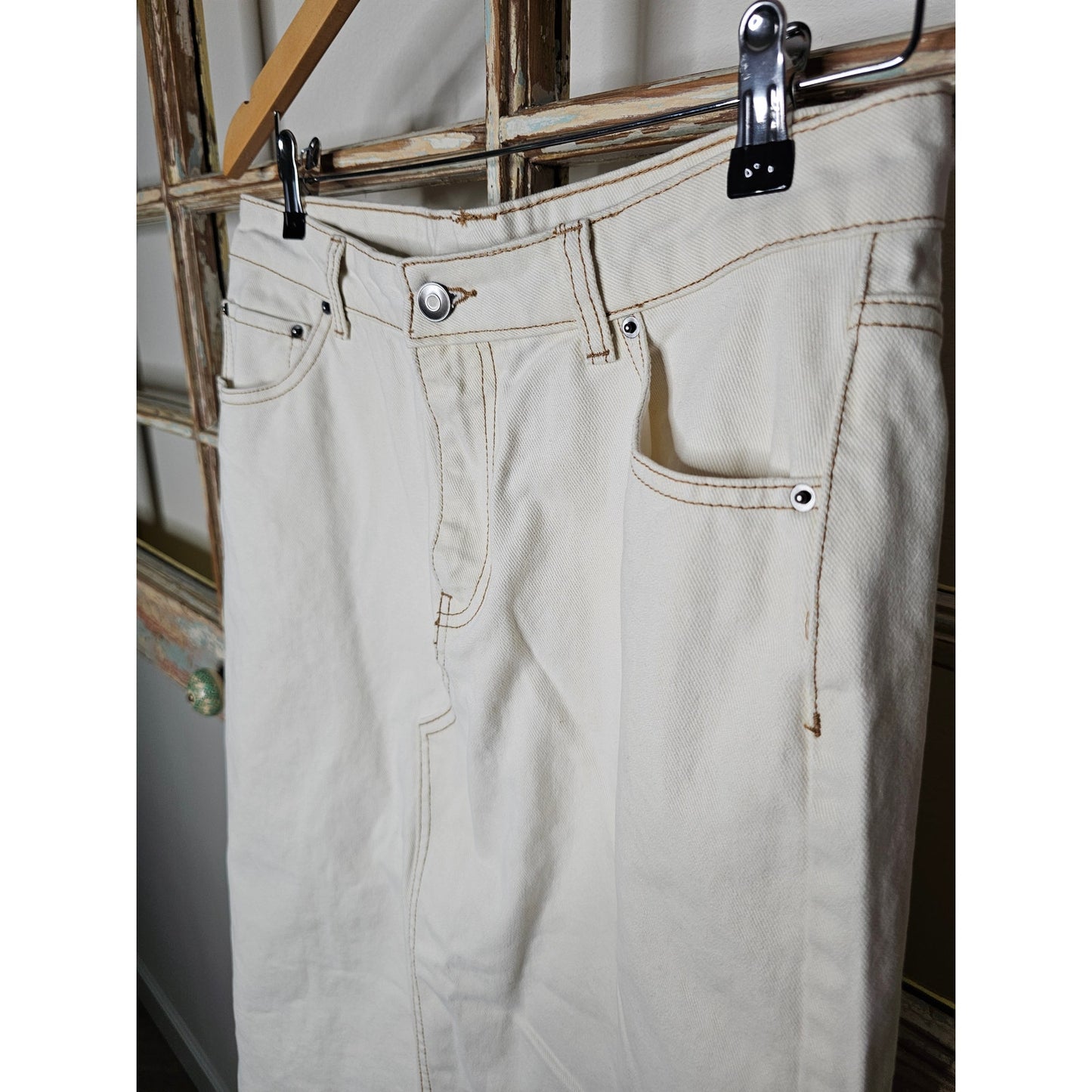 Future Collective W/ Reese Blutstein Midi Denim Skirt Size 8