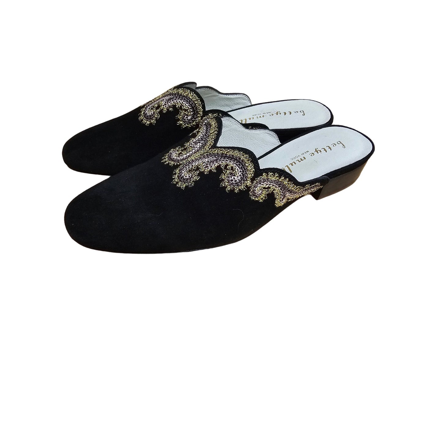 NWOB Bettye Muller Womens Embroidered Fortune Mule leather size 7