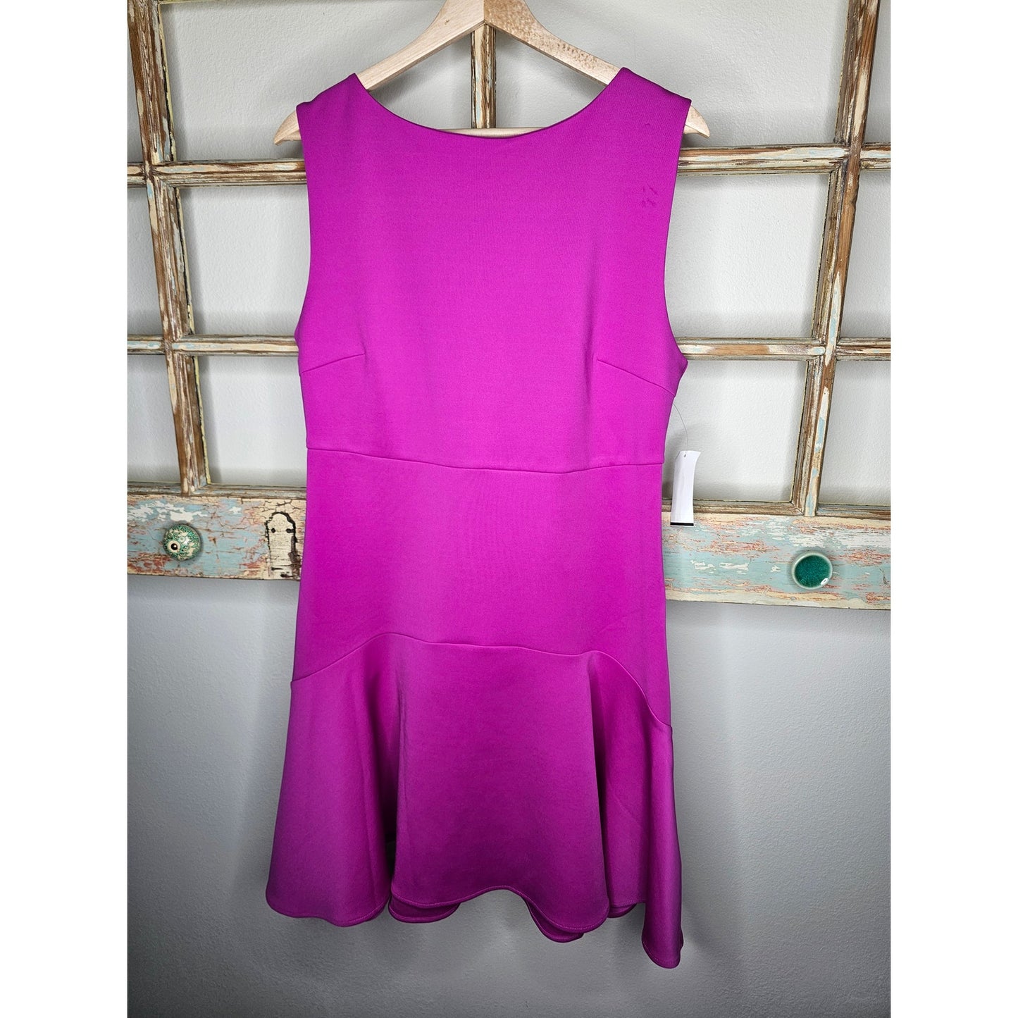 NWT Neiman Marcus Magenta Bateau Neckline Mini Dress Size Large