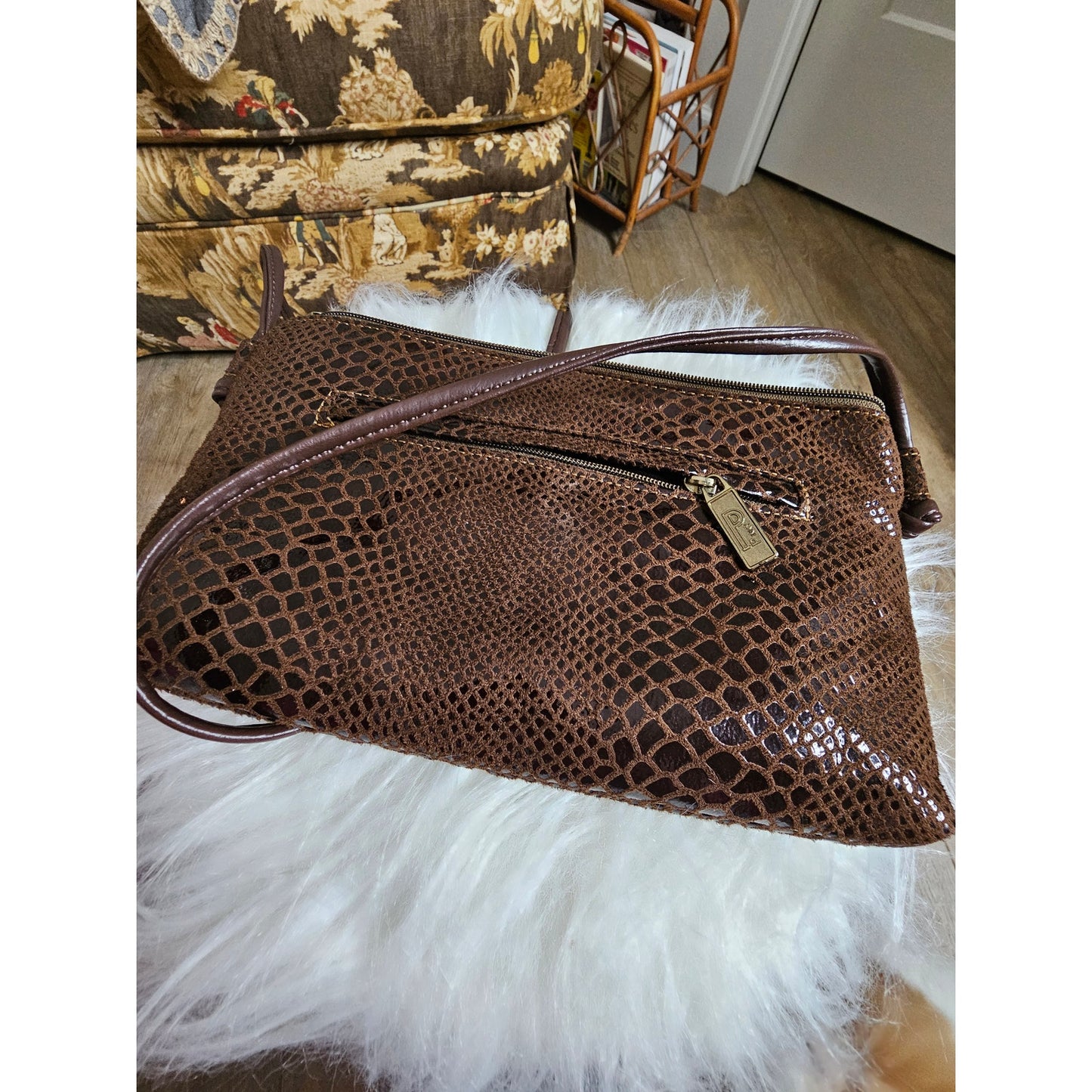 Vintage Bags By Pinky Brown Leather Clutch or Shoulder bag