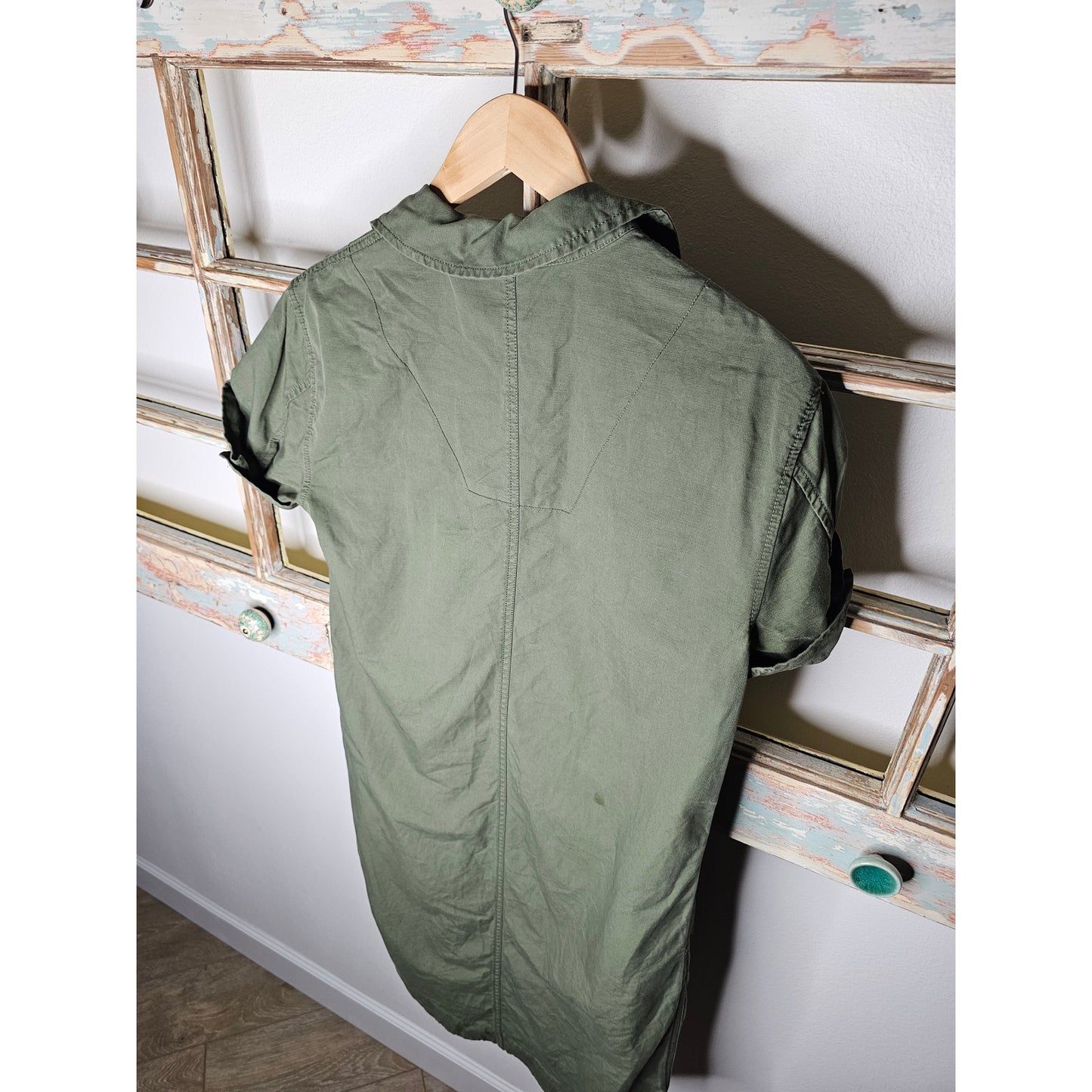 Gap Army Green Shirttail Hem Dress Ladies Size XS with pockets