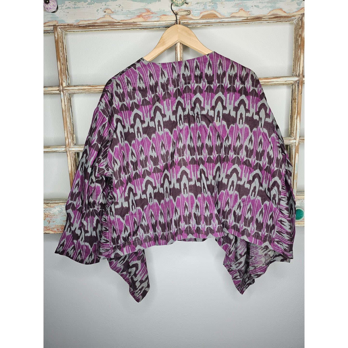 Bryn Walker Linen Ikat Print One Button Over shirt Ladies size Medium