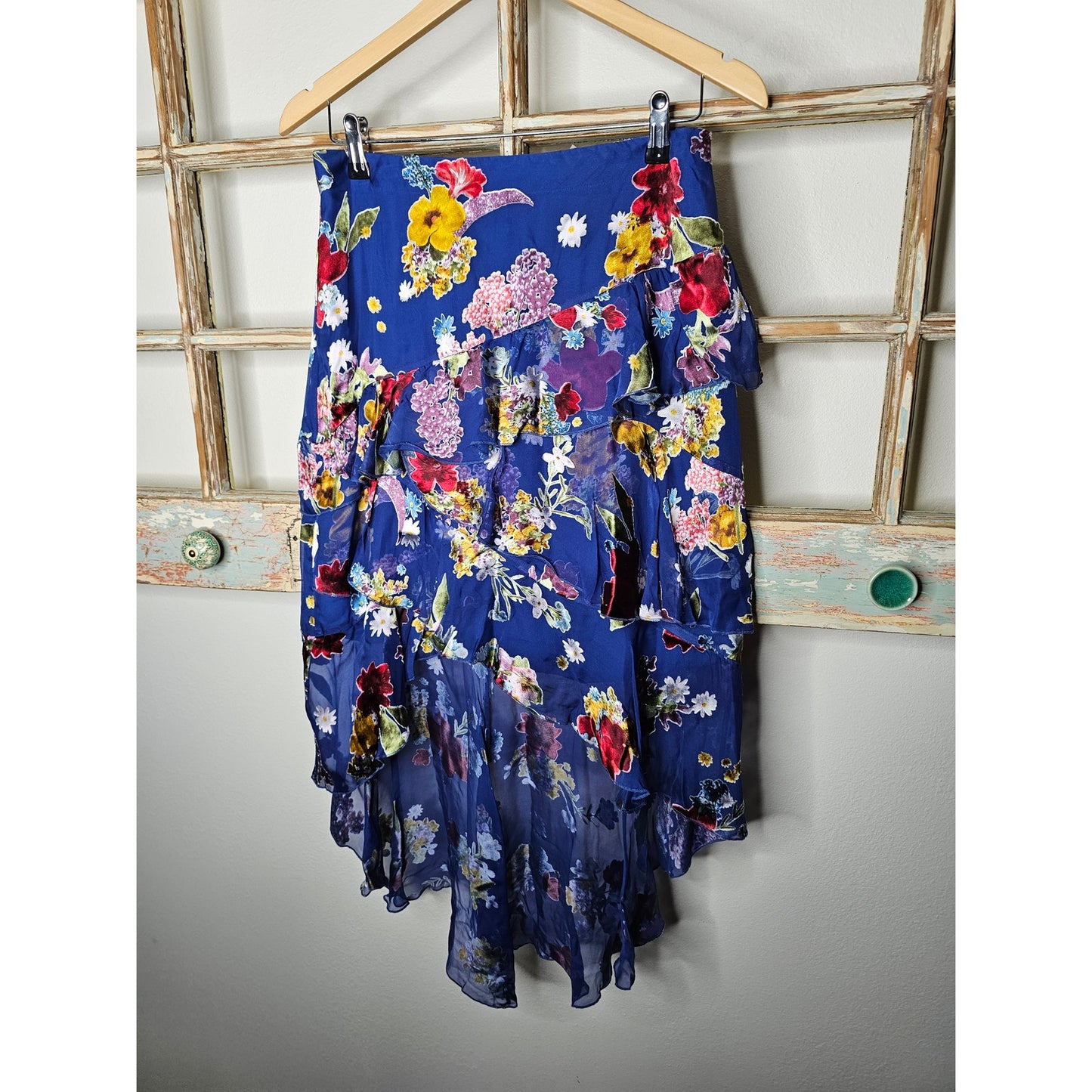 NWT Alice & Olivia Floral Asymmetrical High/Low Skirt Size 10