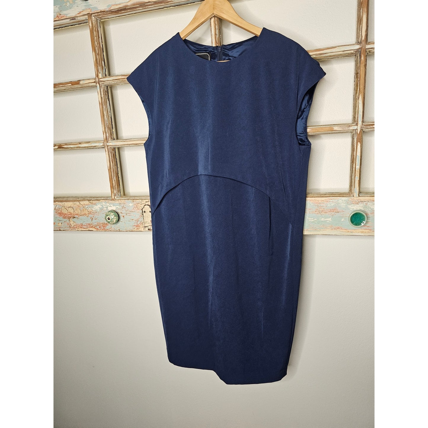 Malene Birger Navy Sleeveless Eugenie Shift Dress Cap Sleeves Size 6