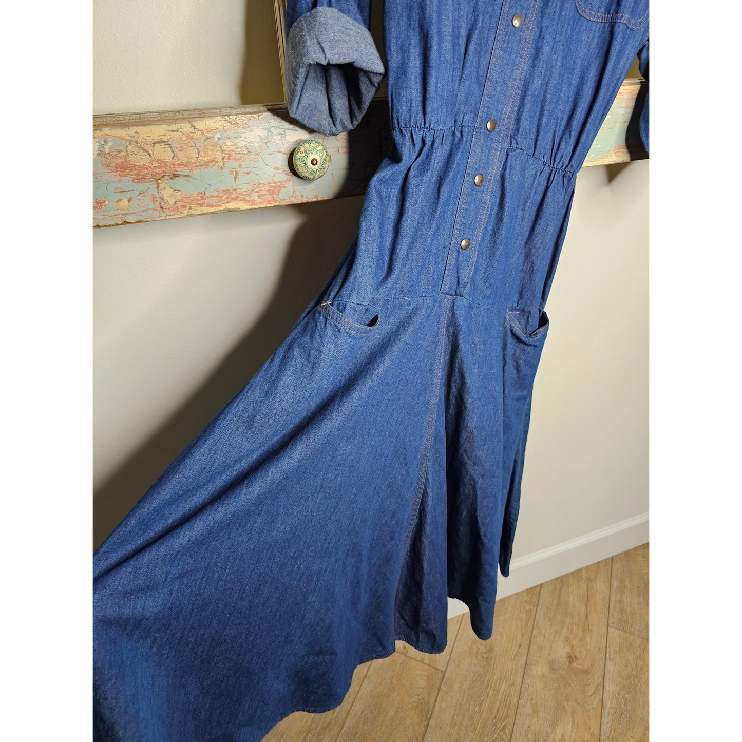 Vintage My Michelle Denim Midi Dress Ladies size 11/12