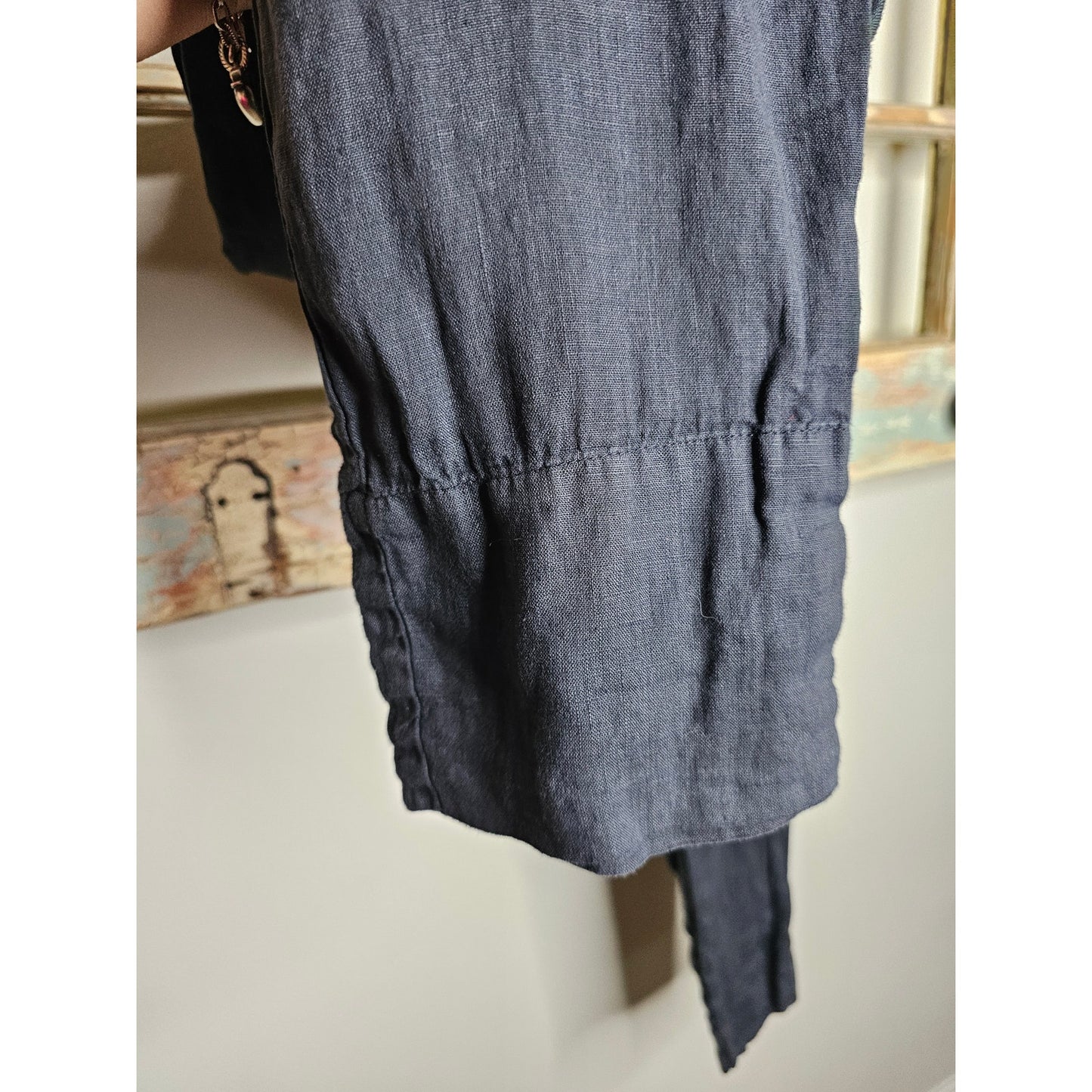 Flax Linen Dark Grey Classic Slimmer Fit Pants Ladies Size Small