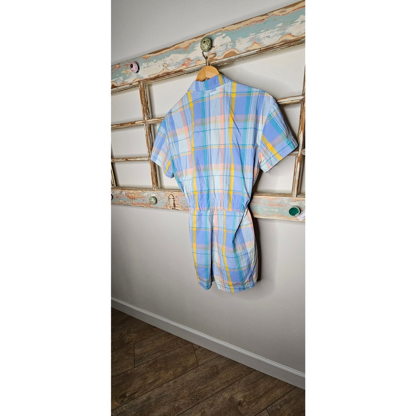 Gap Plaid 100% Cotton Romper with belted waist size 12