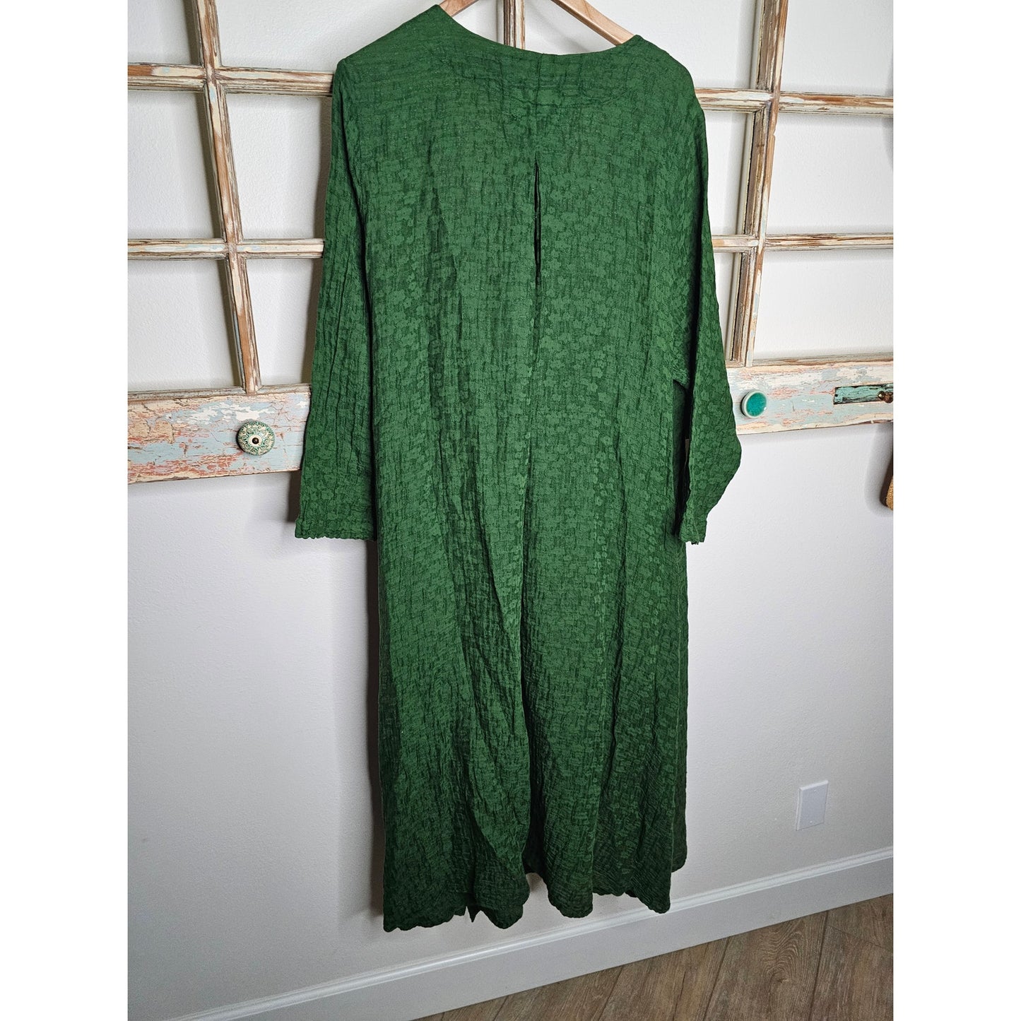 NWT Peacock Ways Green Long Sleeve Wrap Boho Dress Size Large