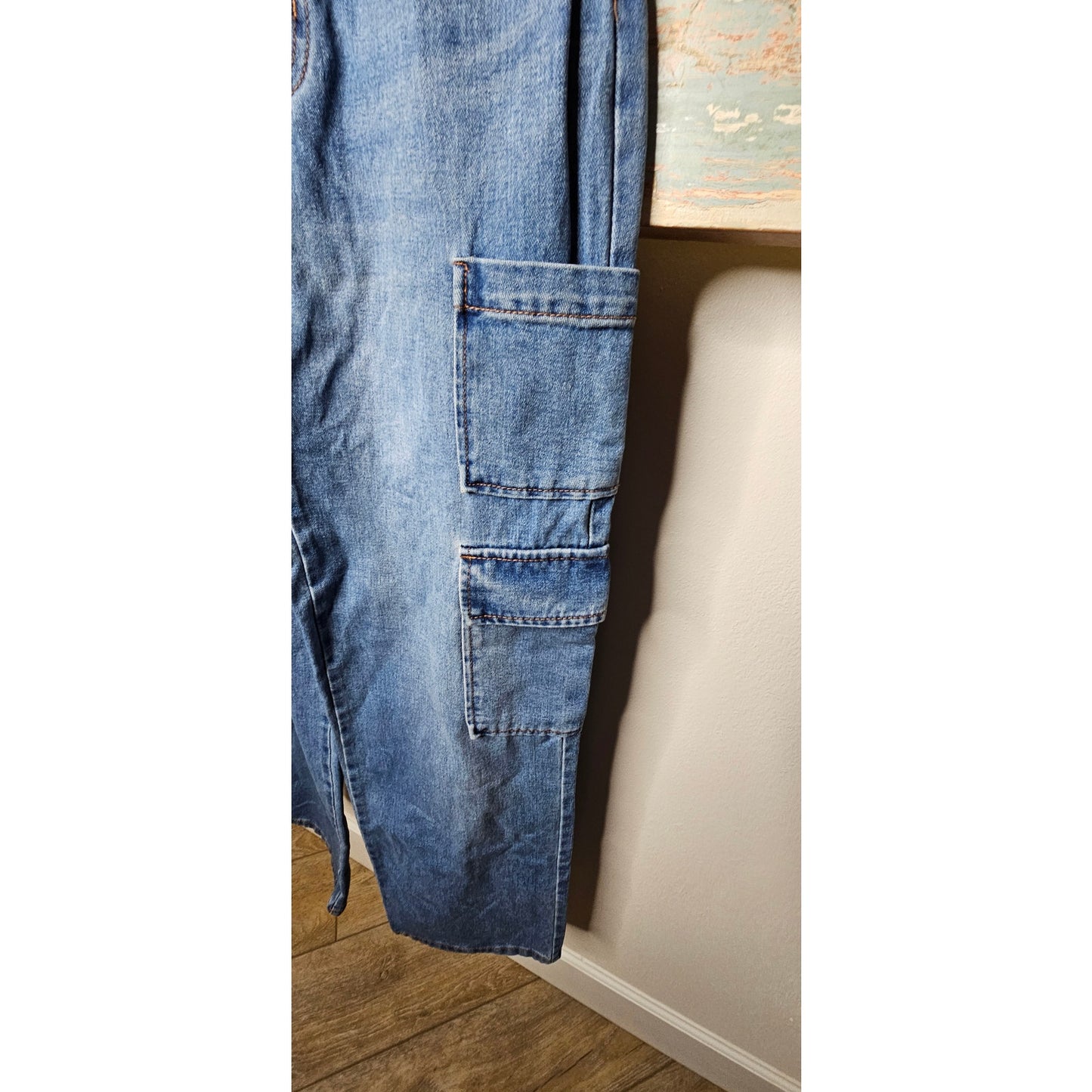 NWT Denim Strapless Bustier Jumper Cargo Style Pants Size XXS