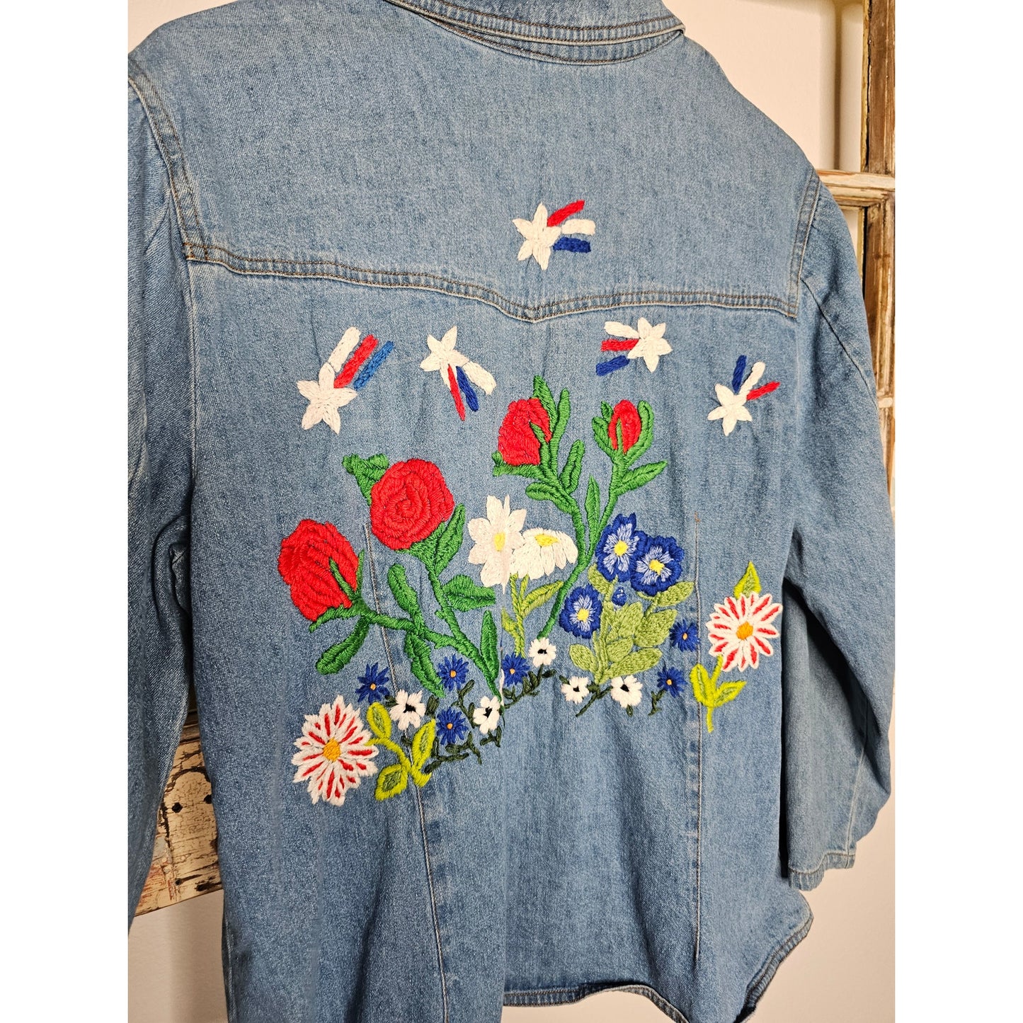 Vintage Denim & Co. Embroidered Blazer W/ Yellow Ribbon/ Solder Military Size 1x