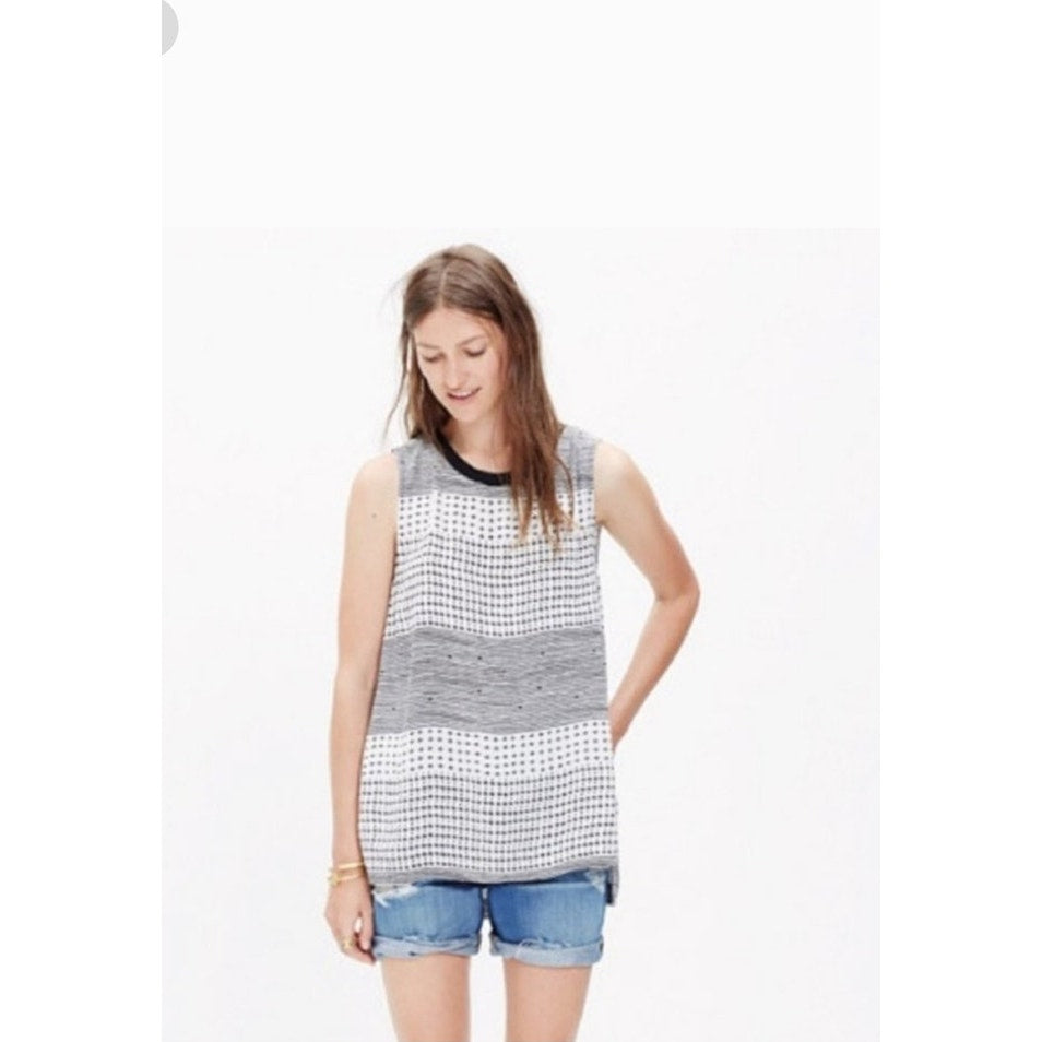 Madewell Black/White Refined Tank Top Hashtag Stripe Ladies size Medium