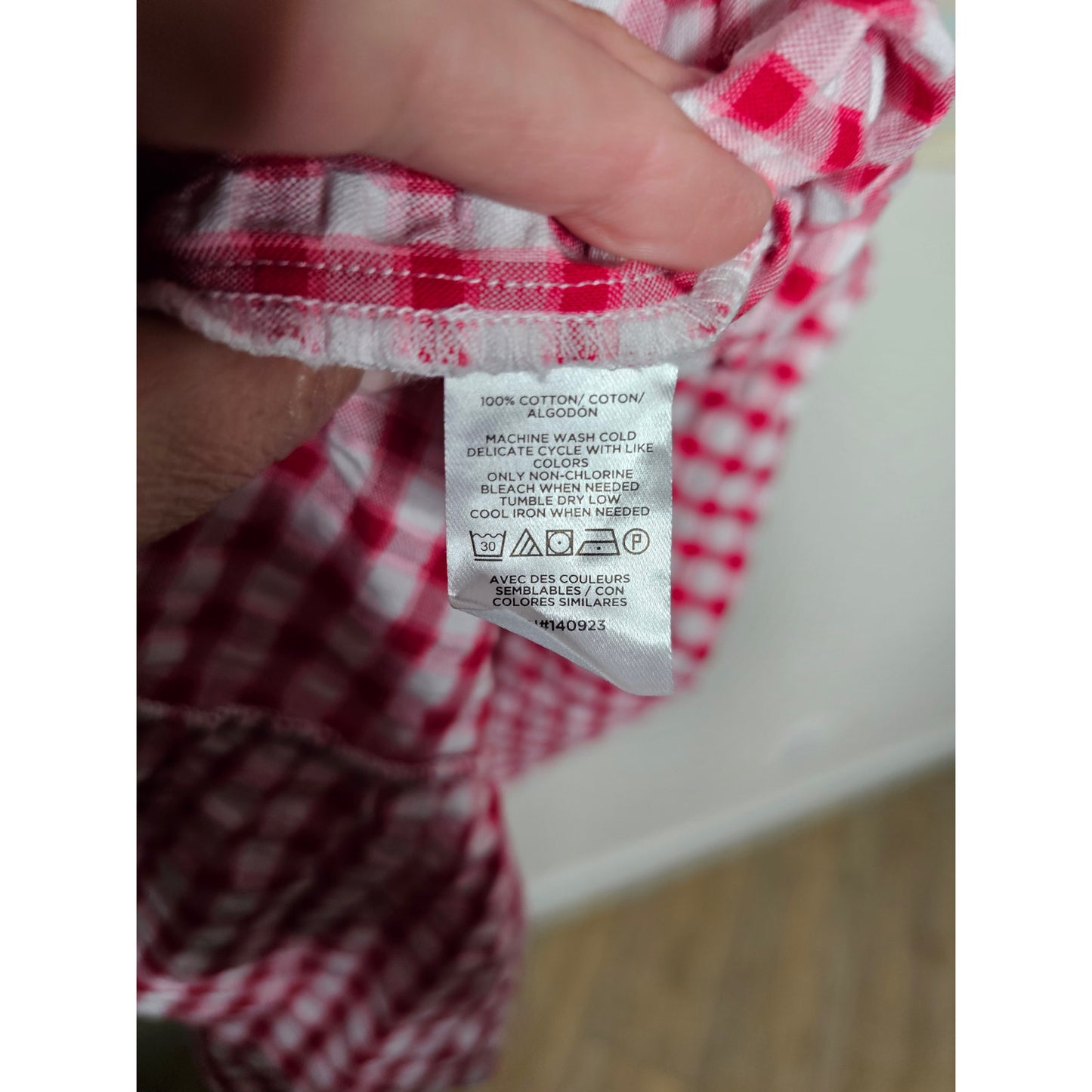Gingham Red/White Tie Back Flounce Swing Dress Ladies size 12
