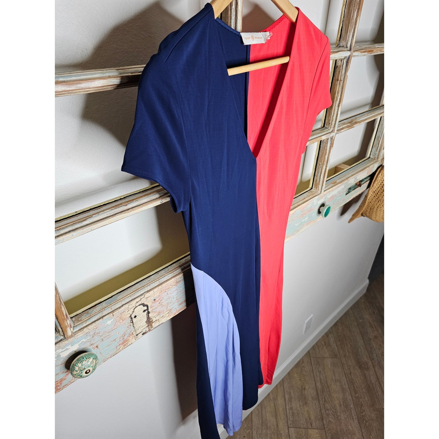 Tory Burch Walden Asymmetrical Color block Midi Dress Ladies Size Small