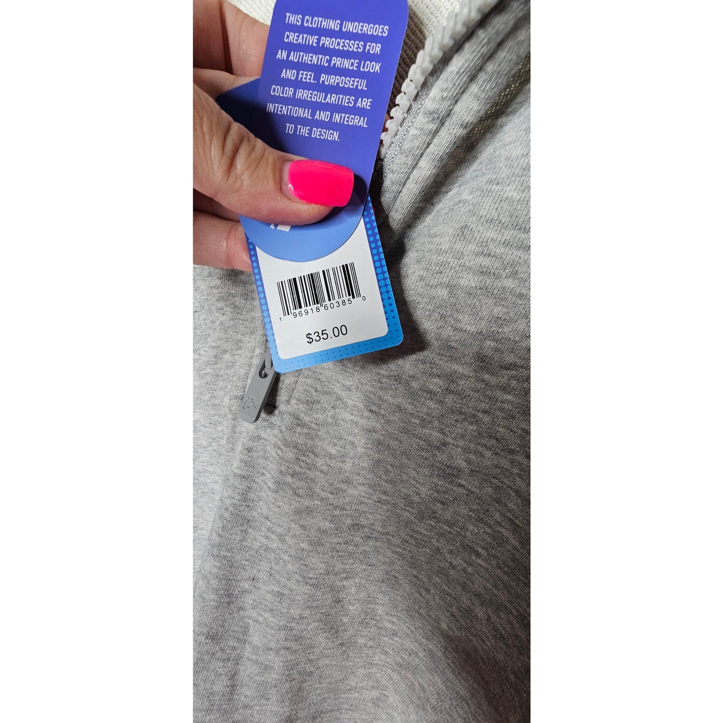 NWT Prince Pickle Ball Grey Sweatshirt 1/3 Zip Ladies size XL