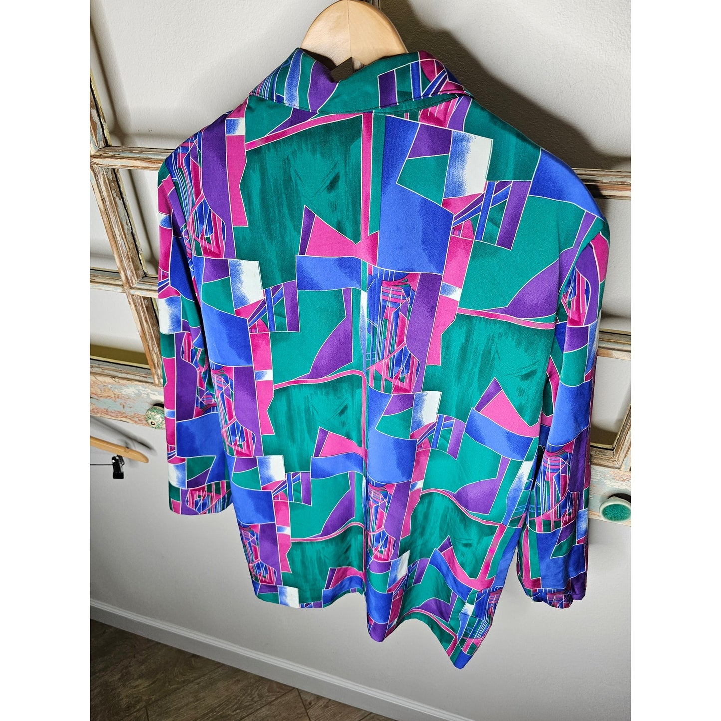 Vintage Vibrant Geometric Button Front Blazer Ladies size 1X