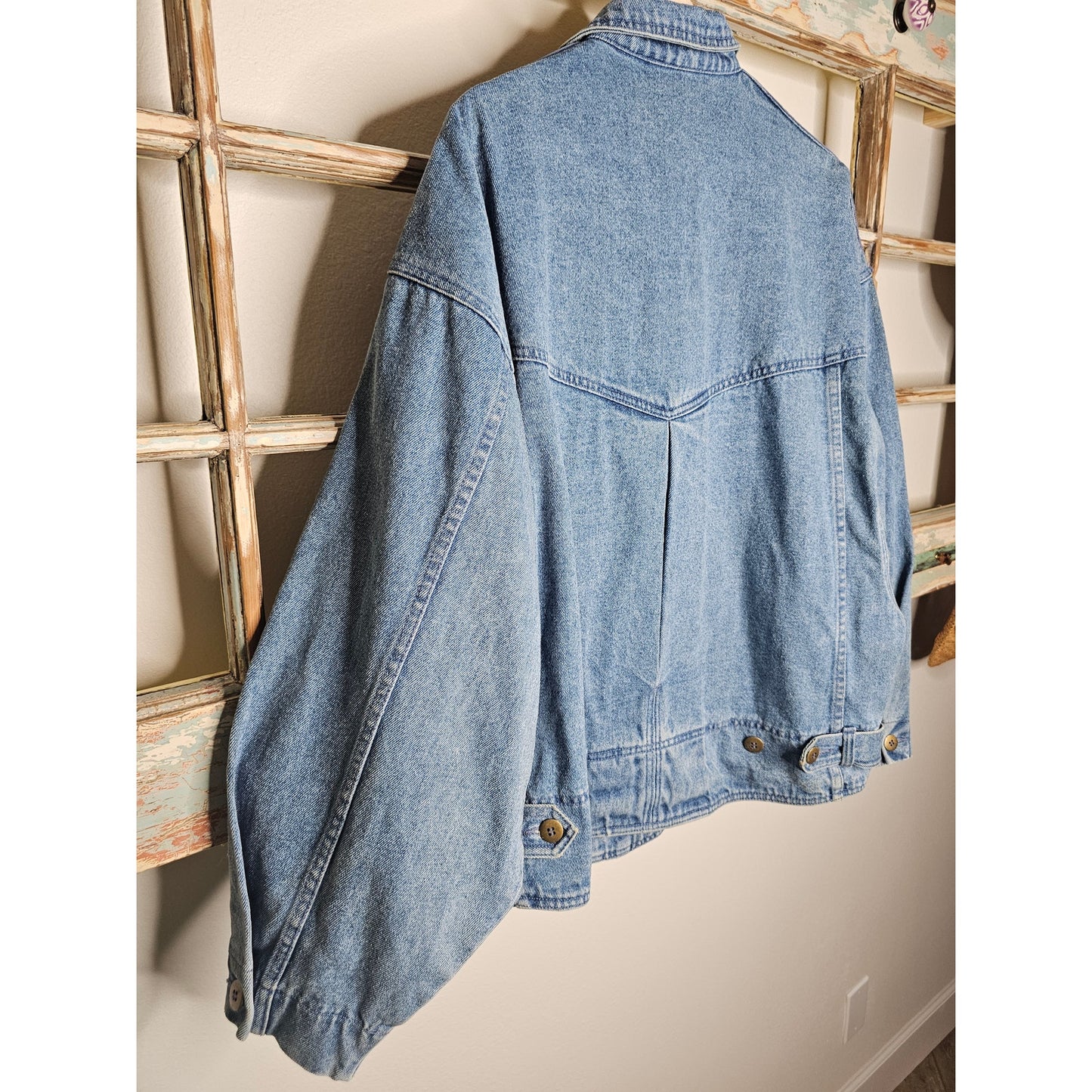 Vintage Denim Jacket By Together With Lace Dolman Sleeves Ladies Size XL