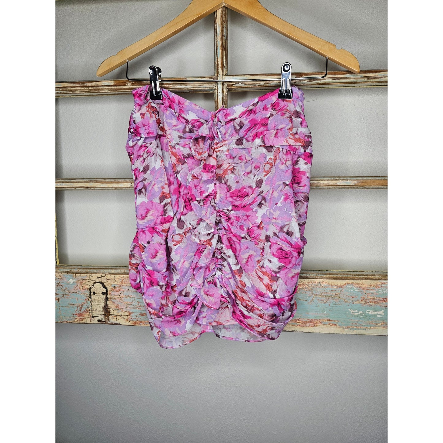 NWT For Love & Lemons Annabelle Mini Skirt Pink Floral Size Small