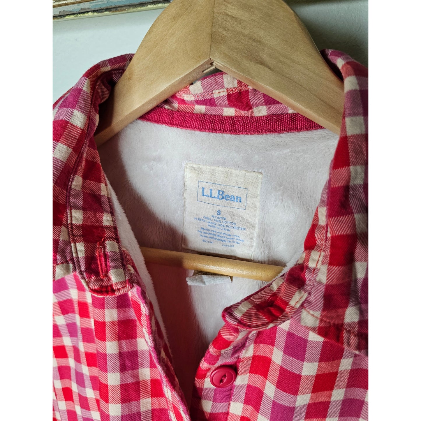 L .L. Bean Sherpa Womens Fleece Vibrant Plaid Lined Button Up Size Small