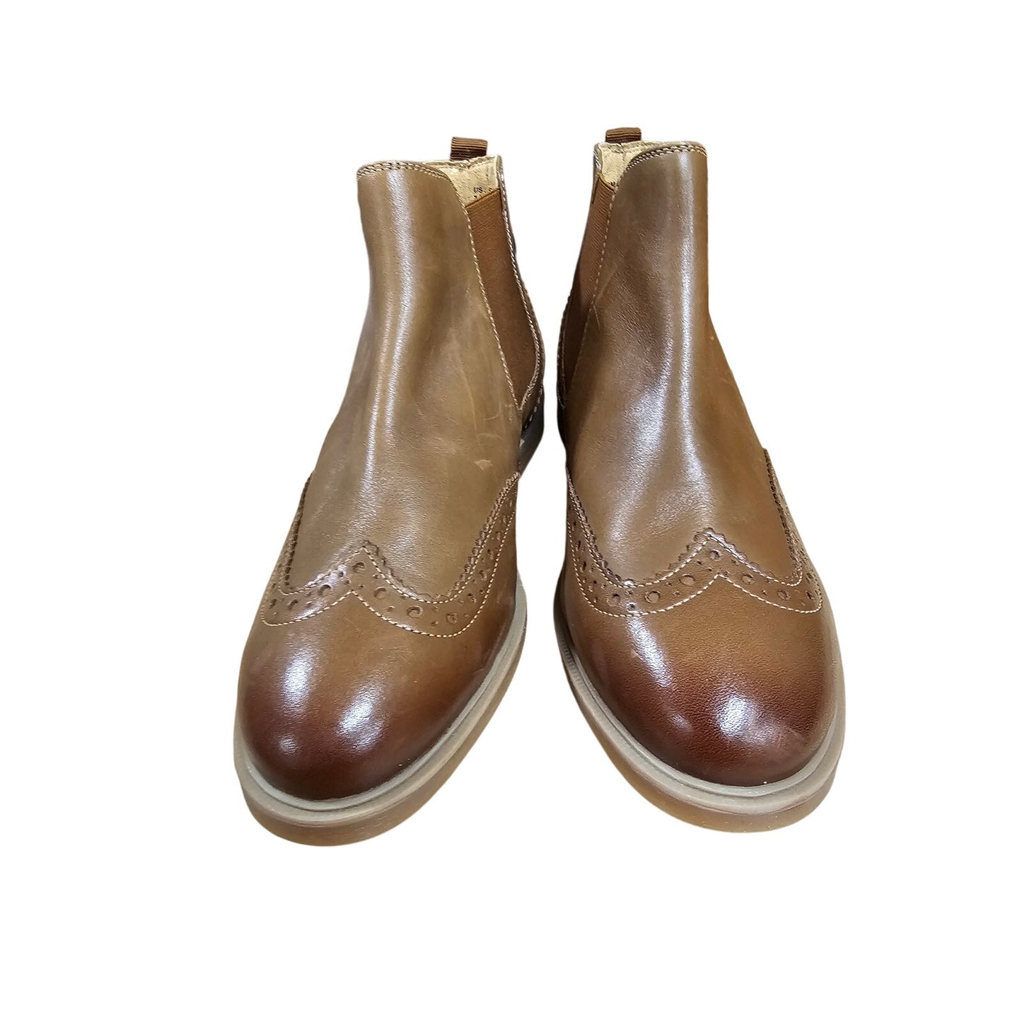 NWT Leather Hush Puppie Bailey Chelsea Boot Brown Booties Ladies Size 7.5 Wide