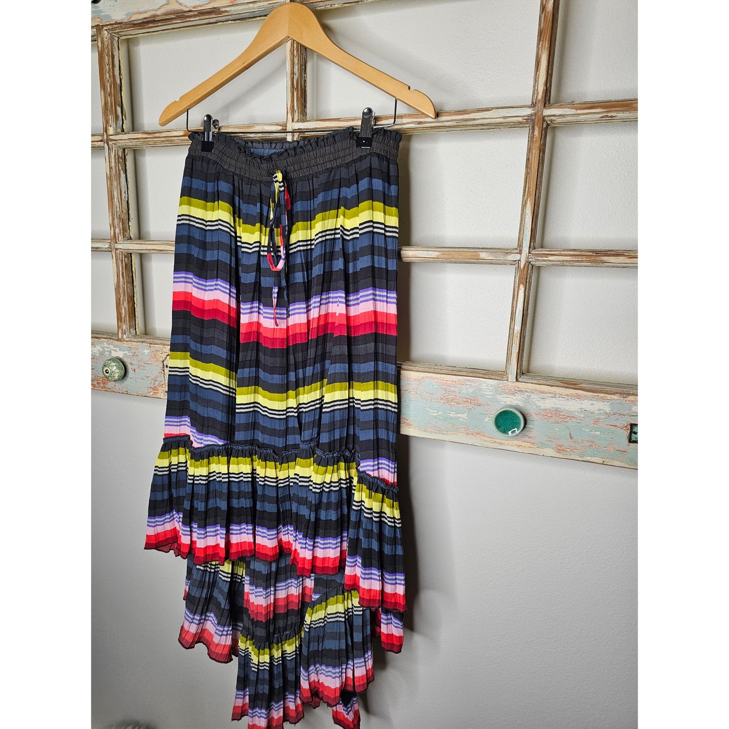 Free People Pleated High Low Cinch Waist Skirt Ladies size Medium