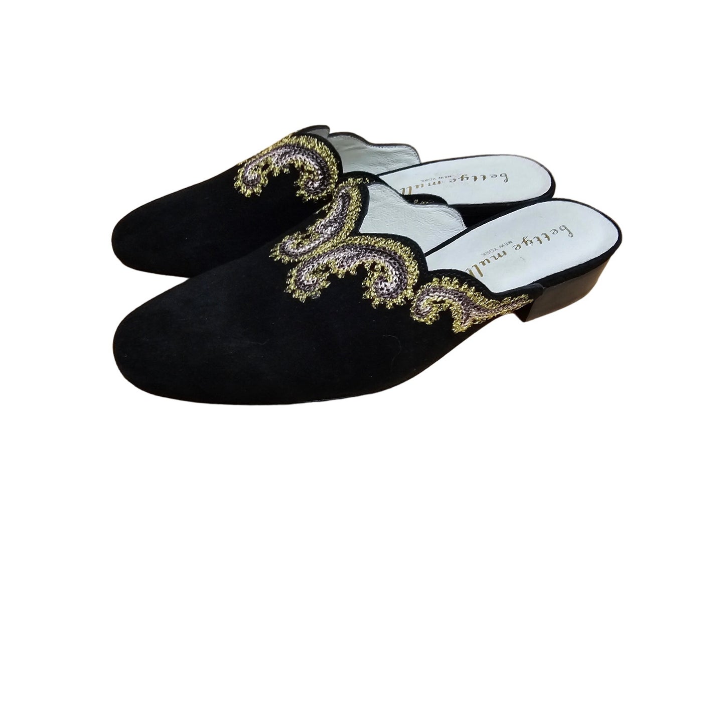 NWOB Bettye Muller Womens Embroidered Fortune Mule leather size 7