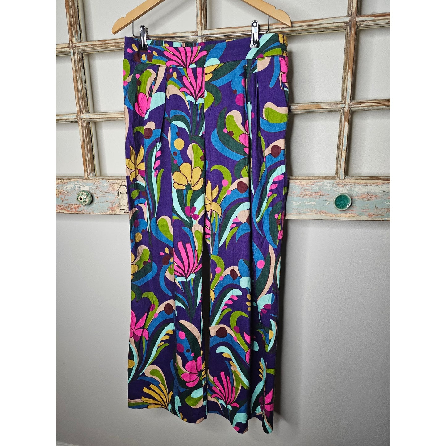 INC International Concepts Retro Mod Print Wide Leg Pants size 10