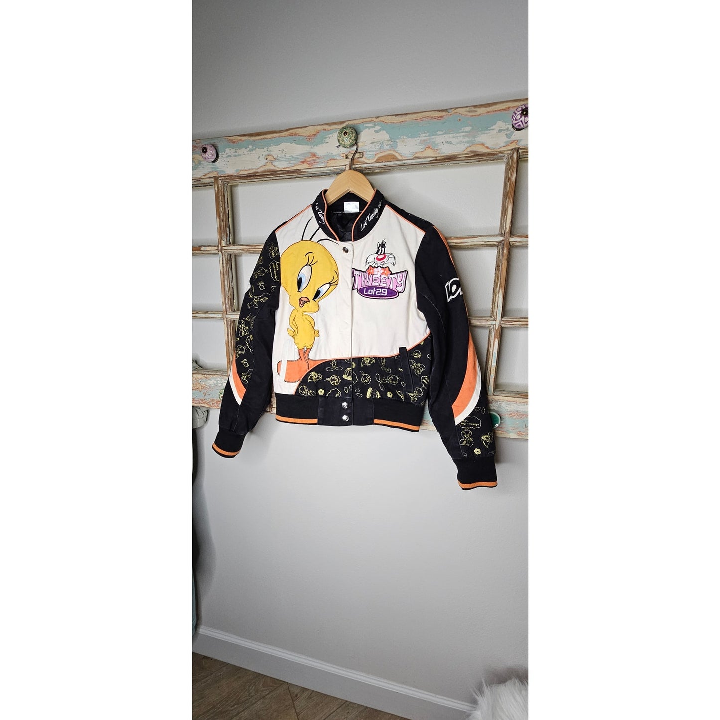 Looney Tunes Tweety Bird Sylvester Embroidered Racing Lot29 Youth large Jacket
