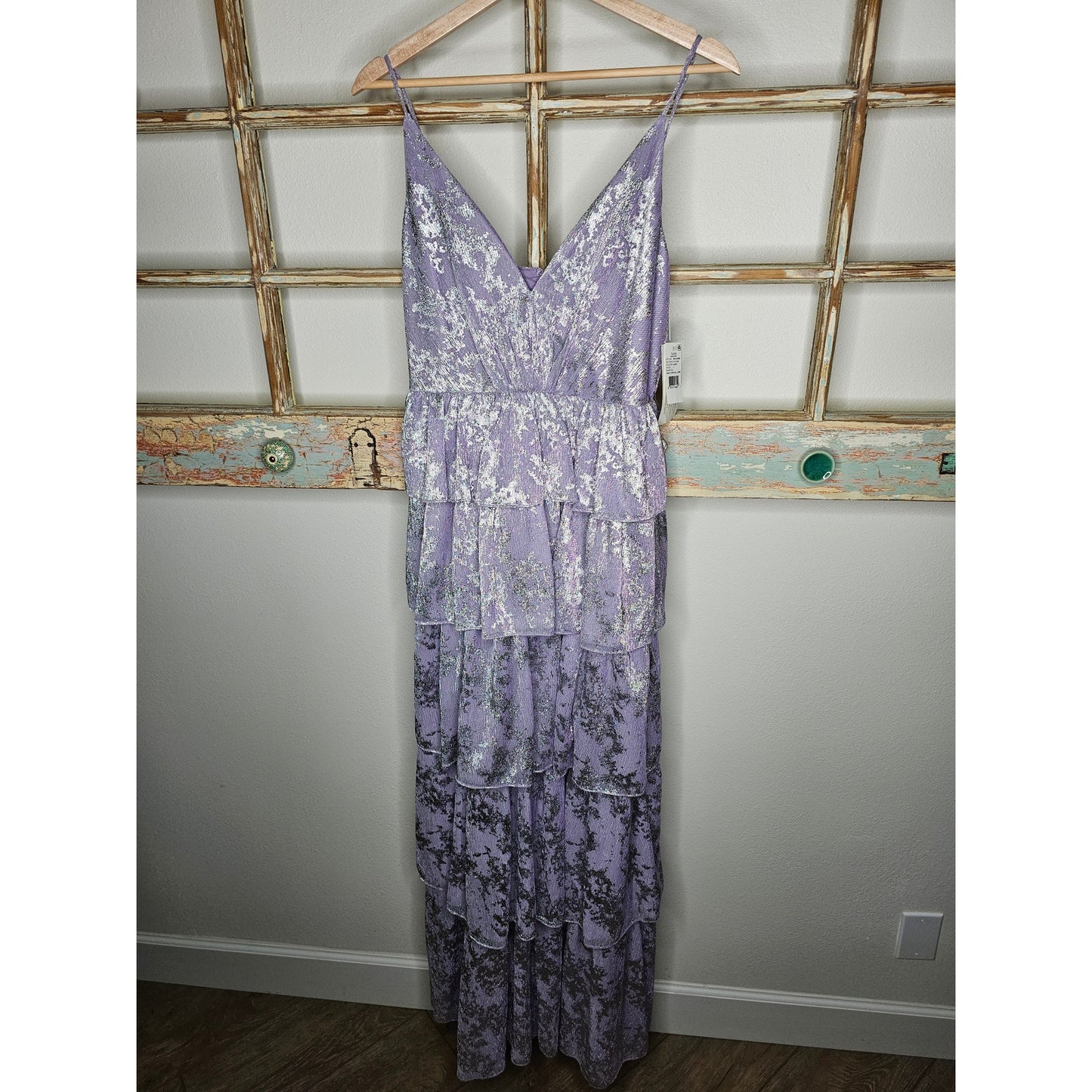 NWT Aidan by Aidan Mattox Metallic Tiered Evening Dress Size 4