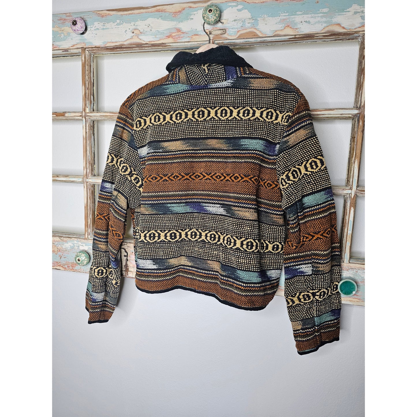 Vintage boho Tapestry Cropped Southwest Aztec Jacket size large