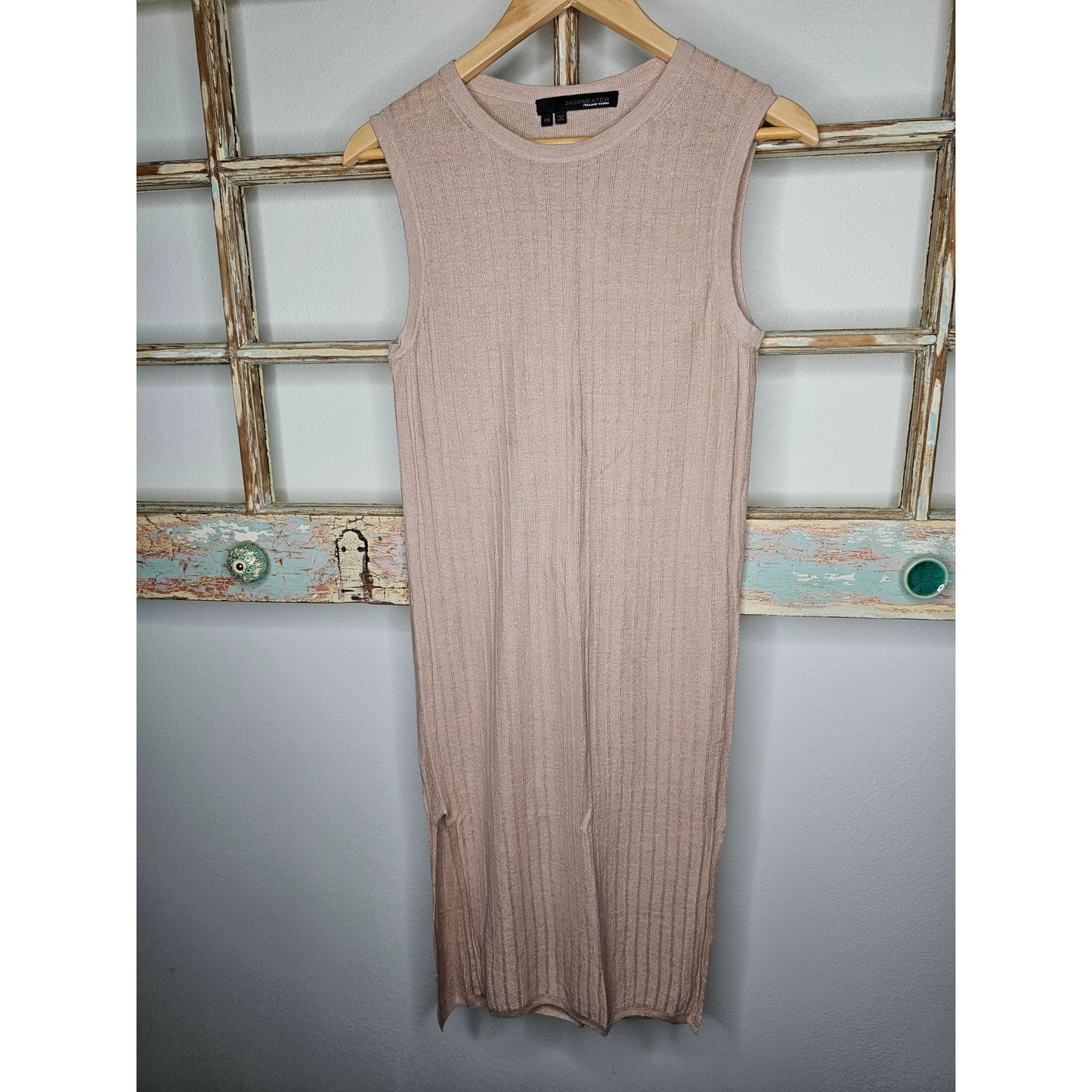 Linen 360 Linen Italian Yarn Midi Column Dress with Side Slits Size XS