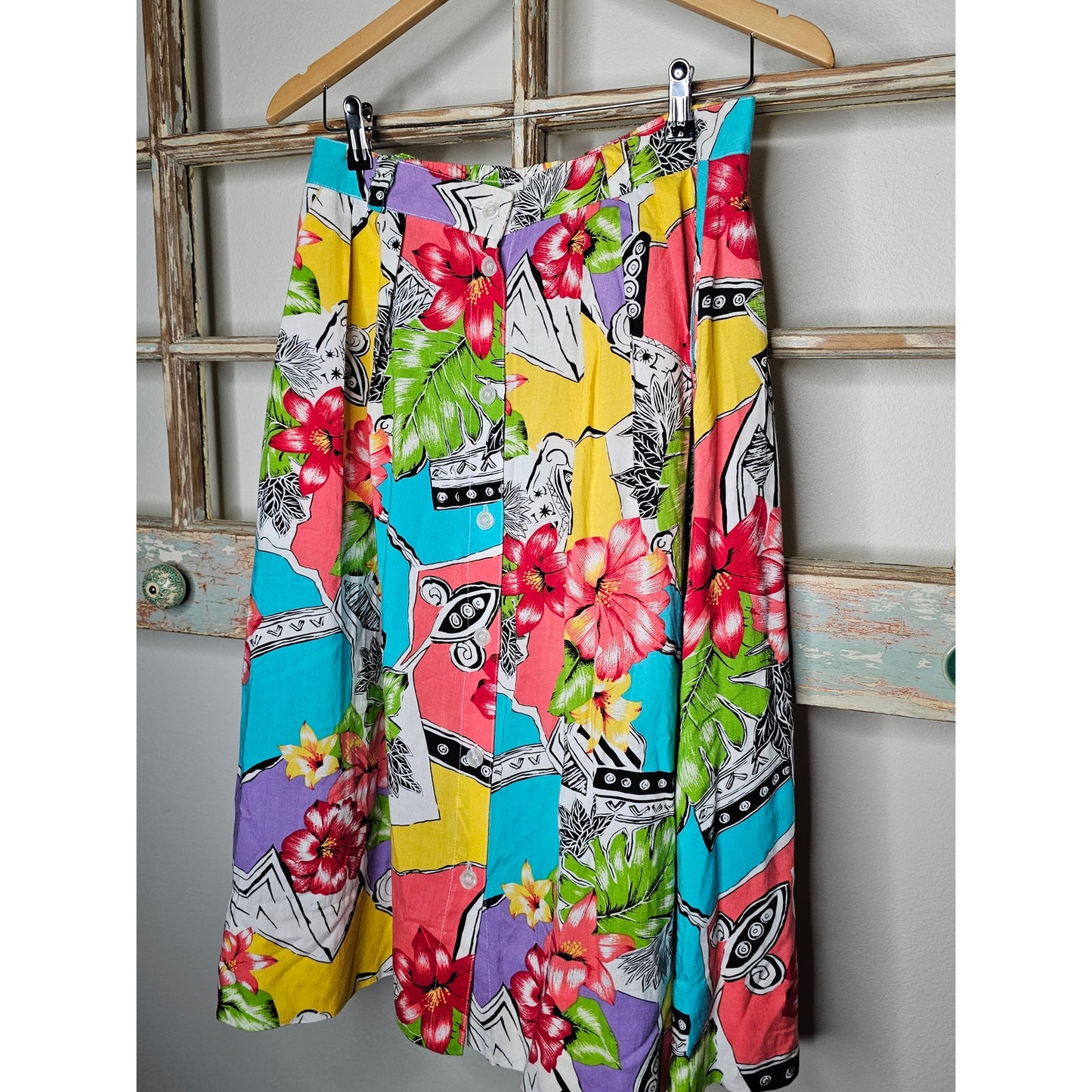 Vintage Novelty Print 80's SK & Company Pleated Skirt Size 29" waist