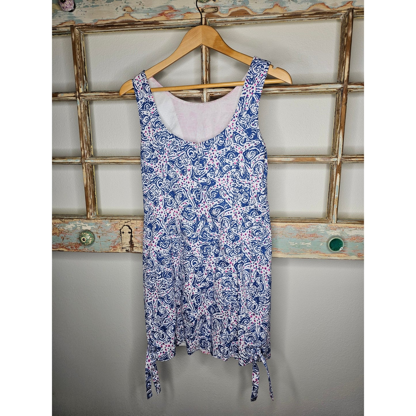 Lilly Pulitzer Starfish Pink, Blue & White Shift Dress Ladies Size 2