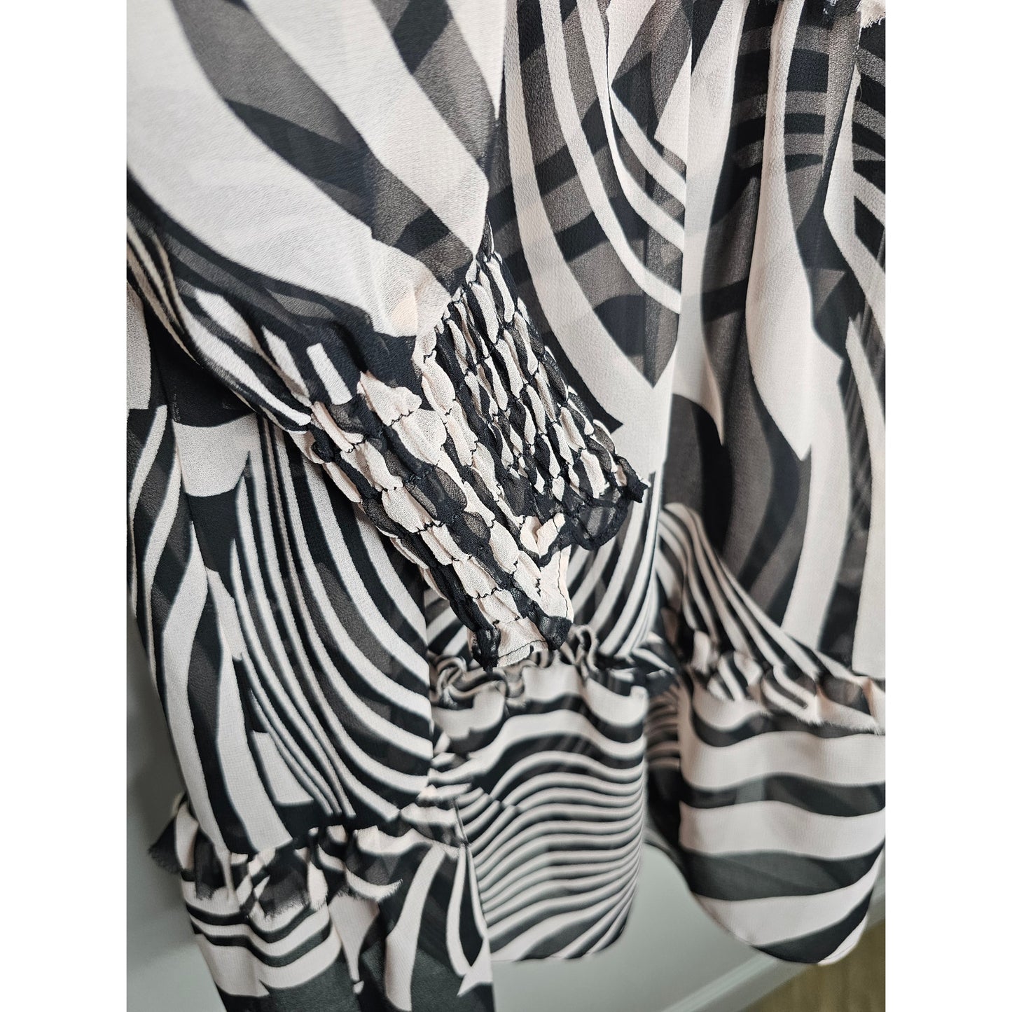 NWOT Misa Zebra Print Sheer Tiered Dress Ladies Size Small