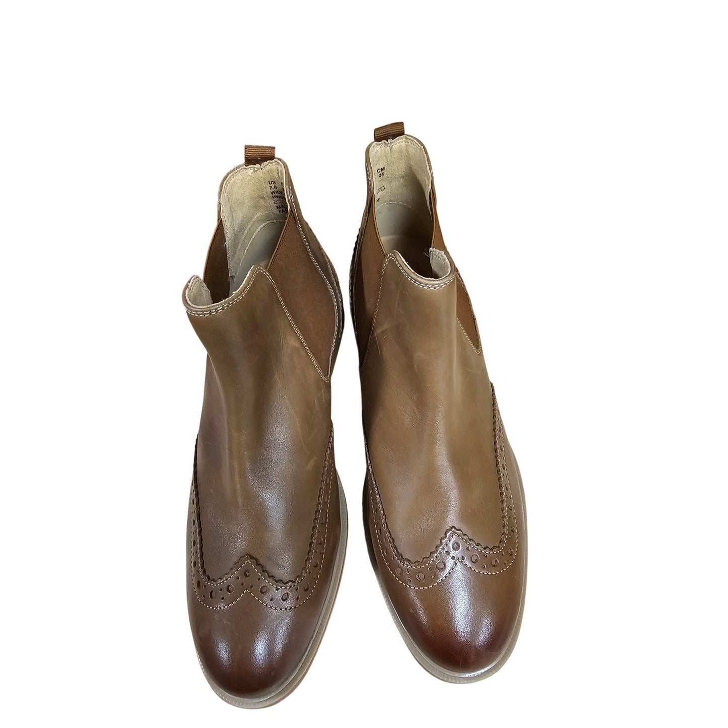 NWT Leather Hush Puppie Bailey Chelsea Boot Brown Booties Ladies Size 7.5 Wide