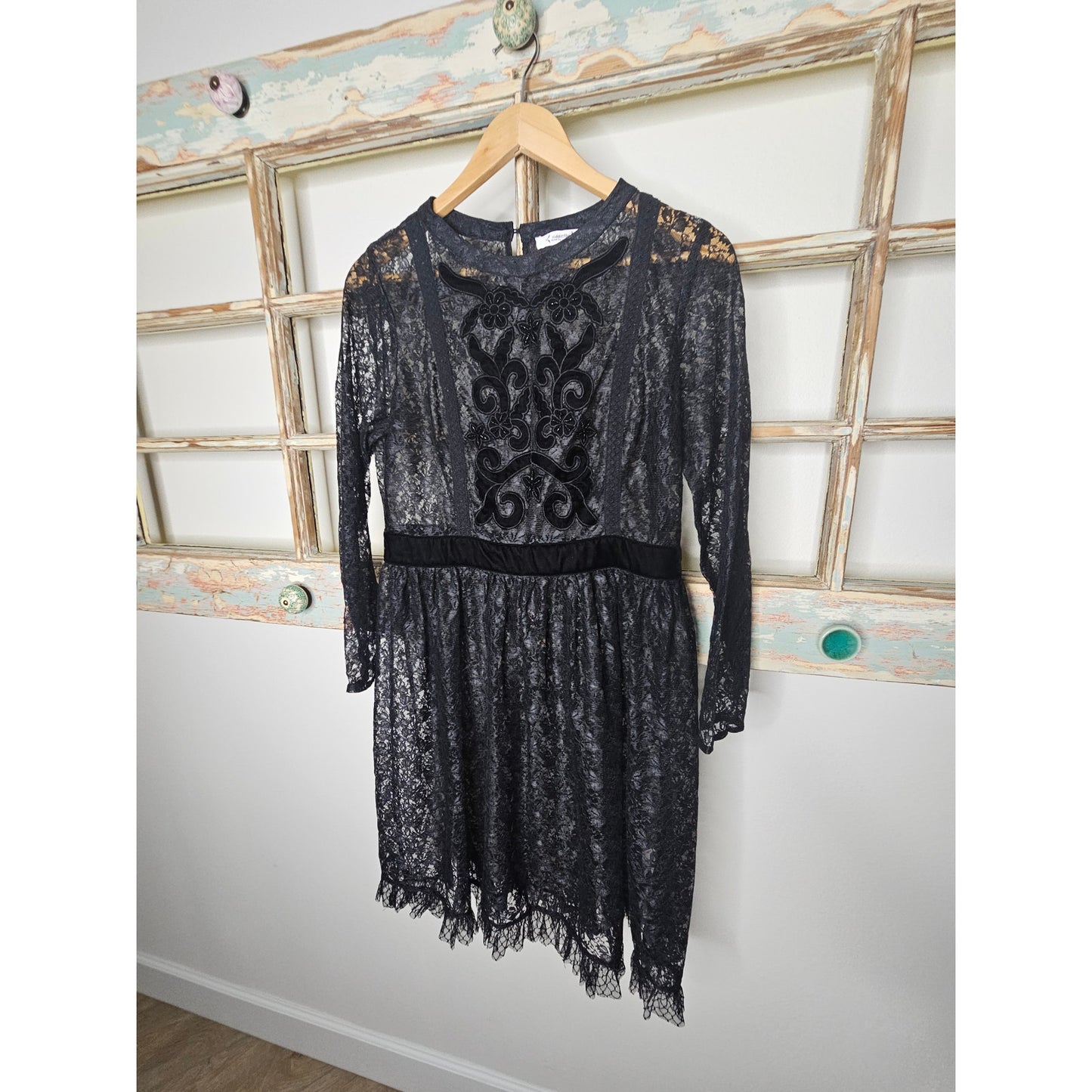 NWOT Nanette Lepore Black Lace Sheer Dress Ladies Size 8