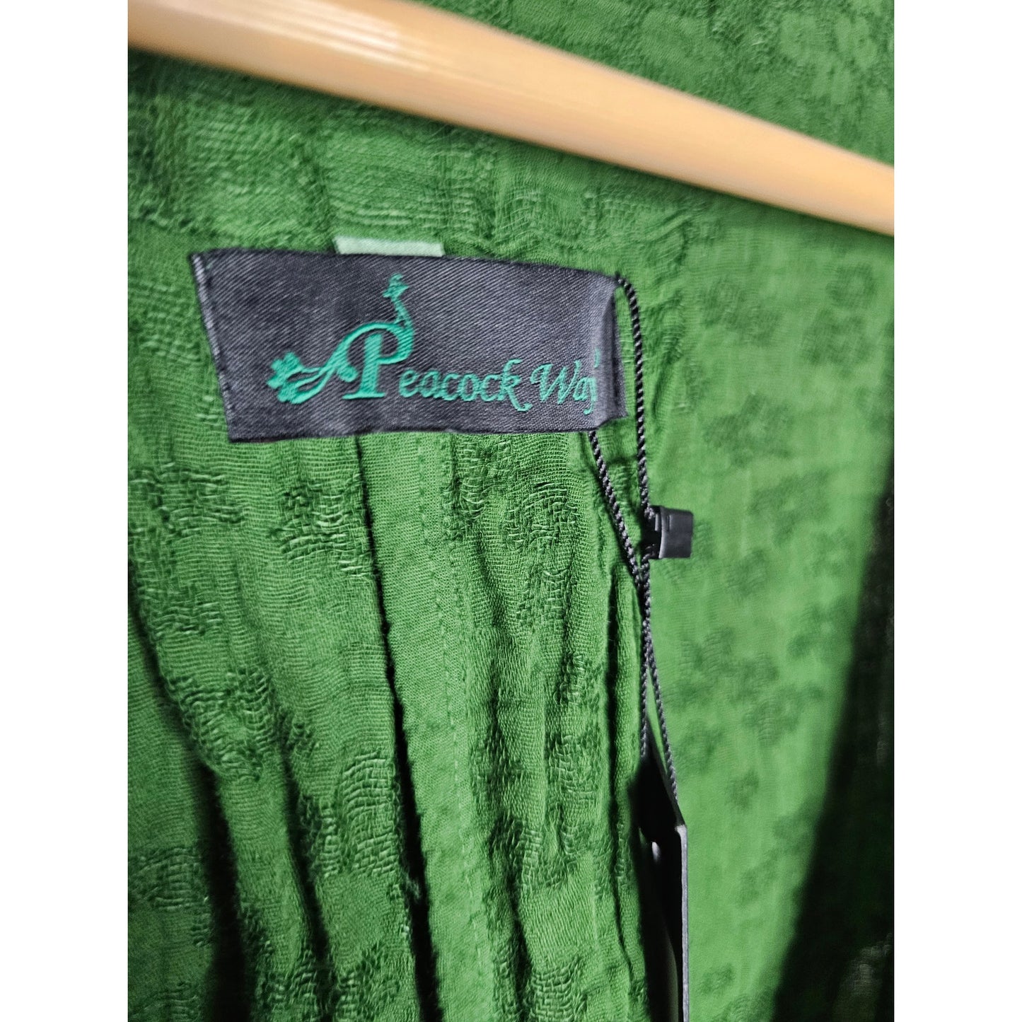 NWT Peacock Ways Green Long Sleeve Wrap Boho Dress Size Large