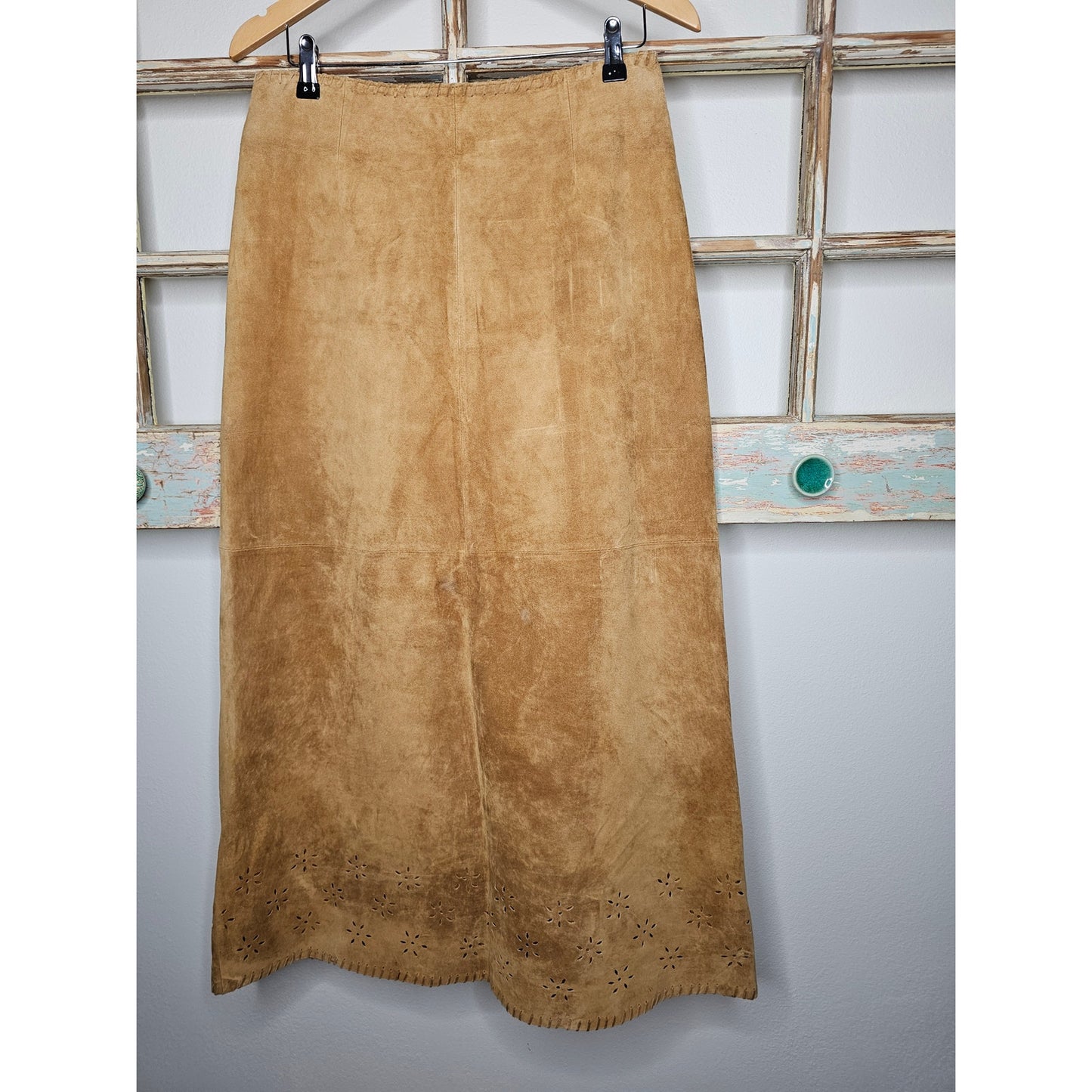 Vintage Margaret Godfrey Sued Leather Maxi Skirt ladies size 10