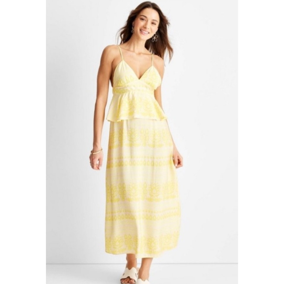 NWT Jenny K Lopez Future Collective Yellow Island Midi Dress Ladies size 6