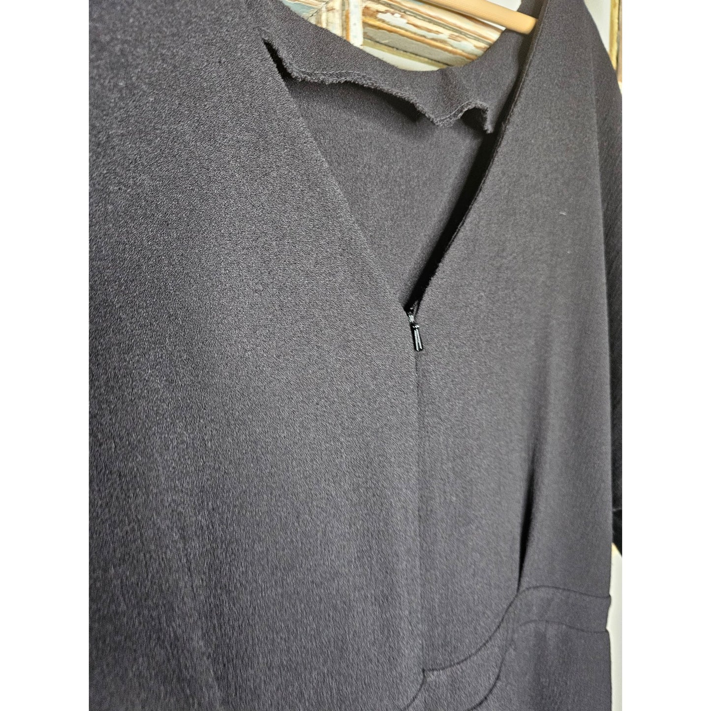 NWT Asos Black Basic Midi Dress Back V-Neck Ladies Size 16