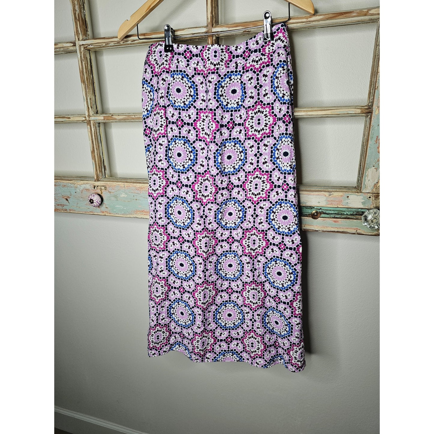 NWT Linen Wrap Midi Skirt Mosaic Design Ladies Size 0