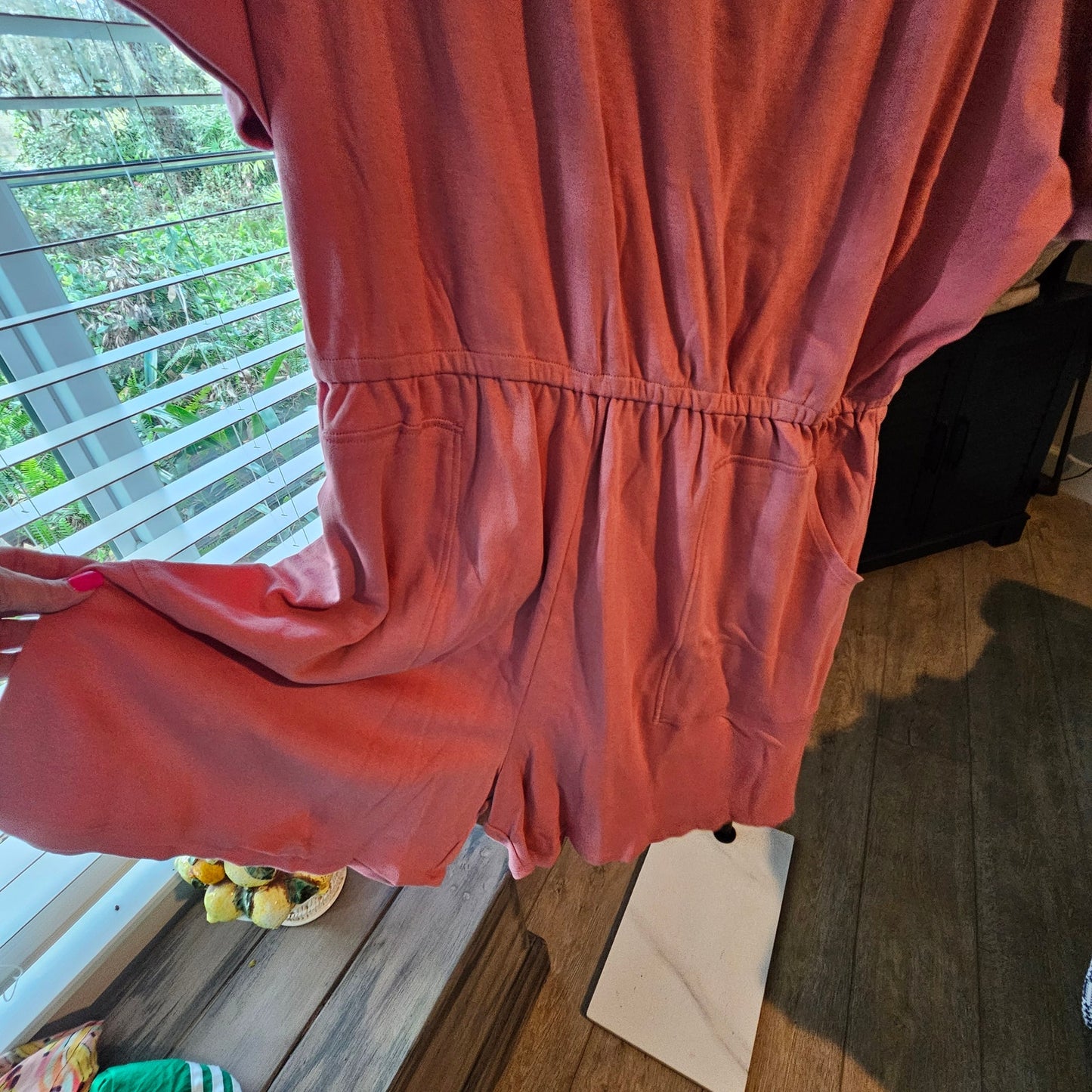 Plus Short All / Romper V-neck W/ Pockets and elastic waist 3X