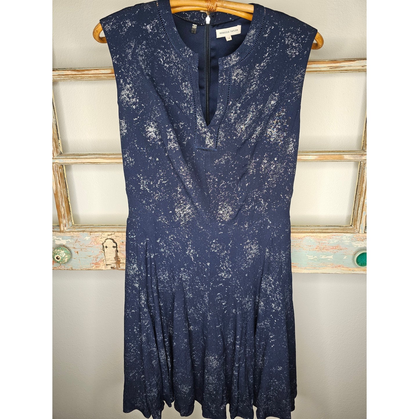 NWOT Rebecca Taylor Lined Size 4 Blue Godet Sleeveless Dress
